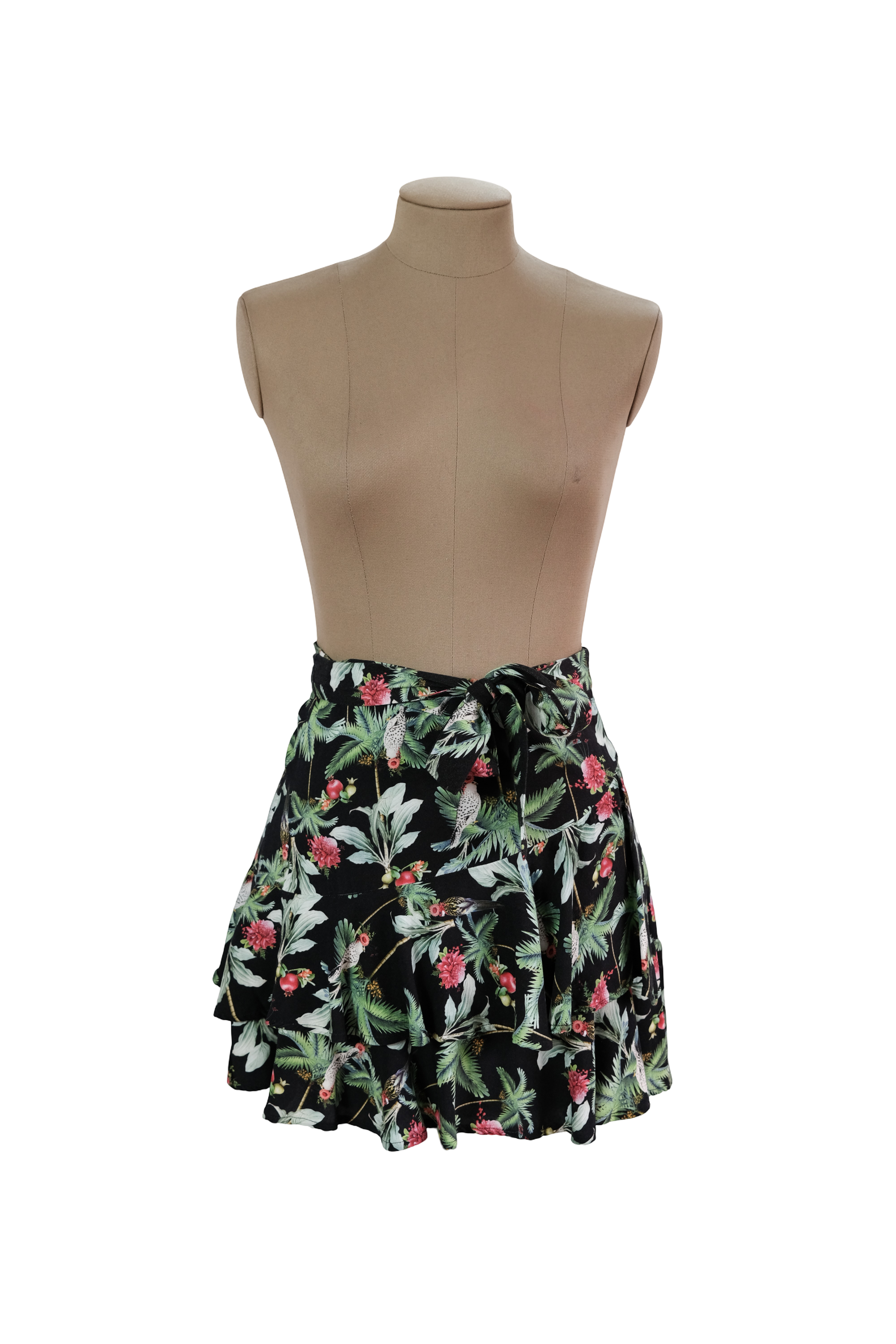 Falda Corta Negra Estampado Floral