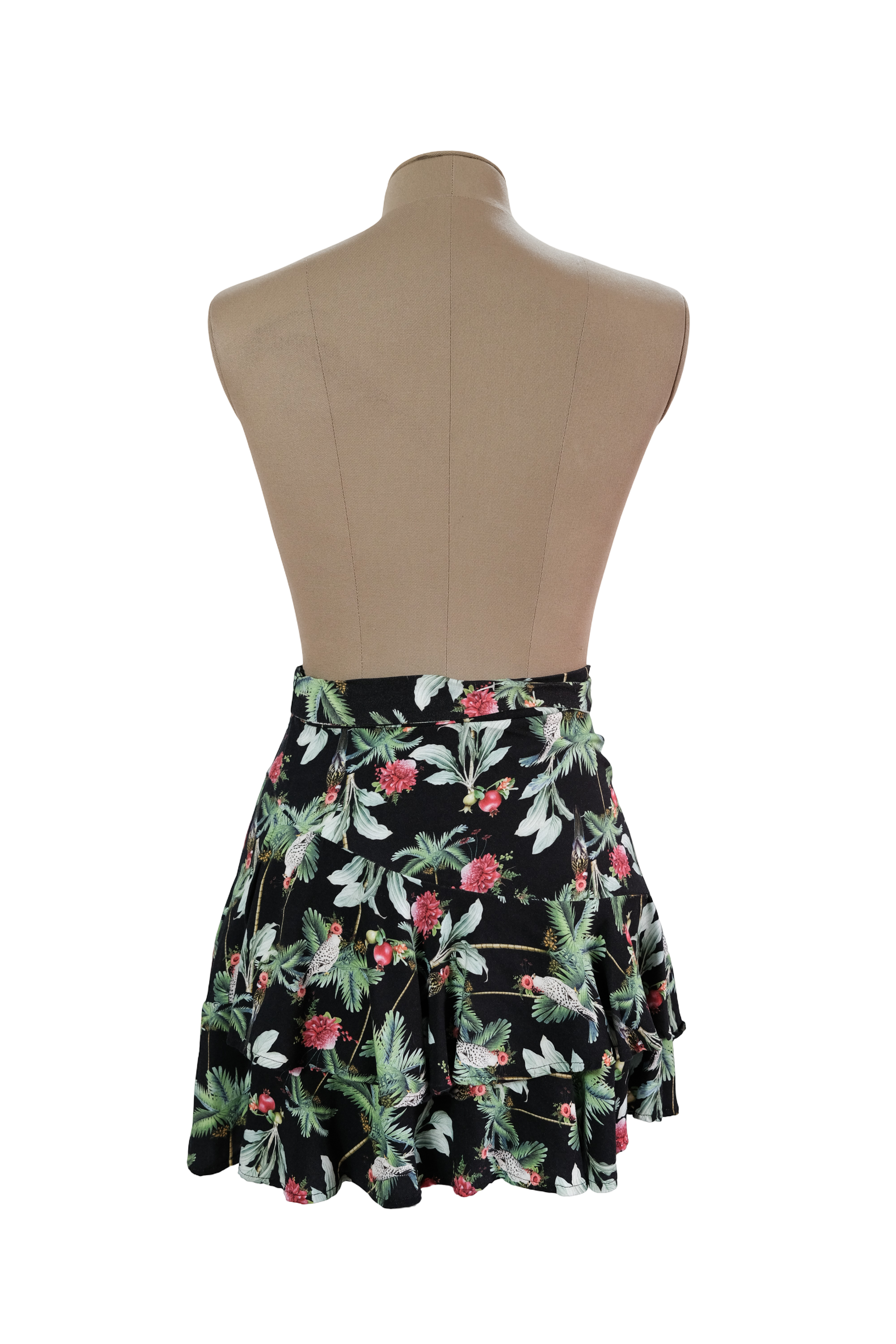Falda Corta Negra Estampado Floral