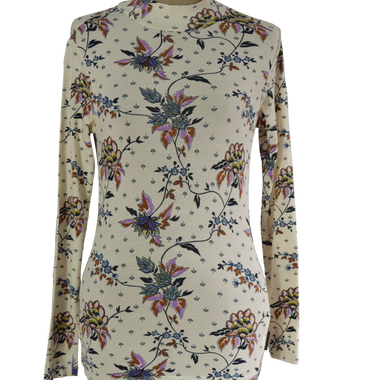 Blusa Beige Estampado Flores Algodón