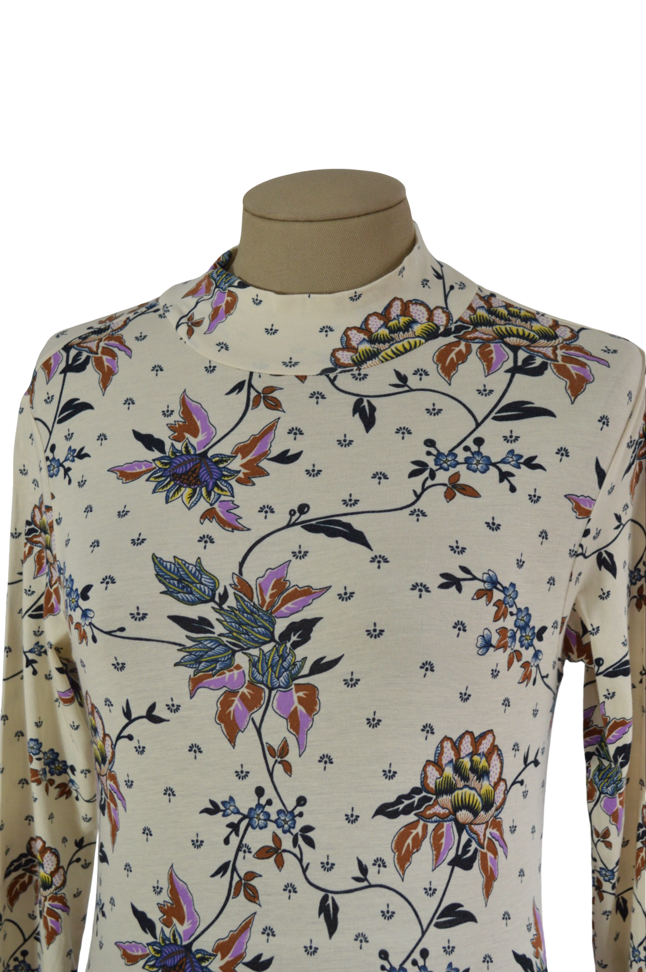 Blusa Beige Estampado Flores Algodón