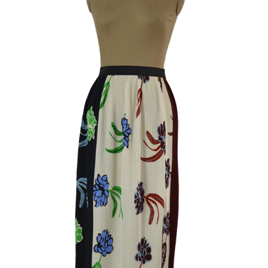 Falda Plizada Beige Con Estampados Florales