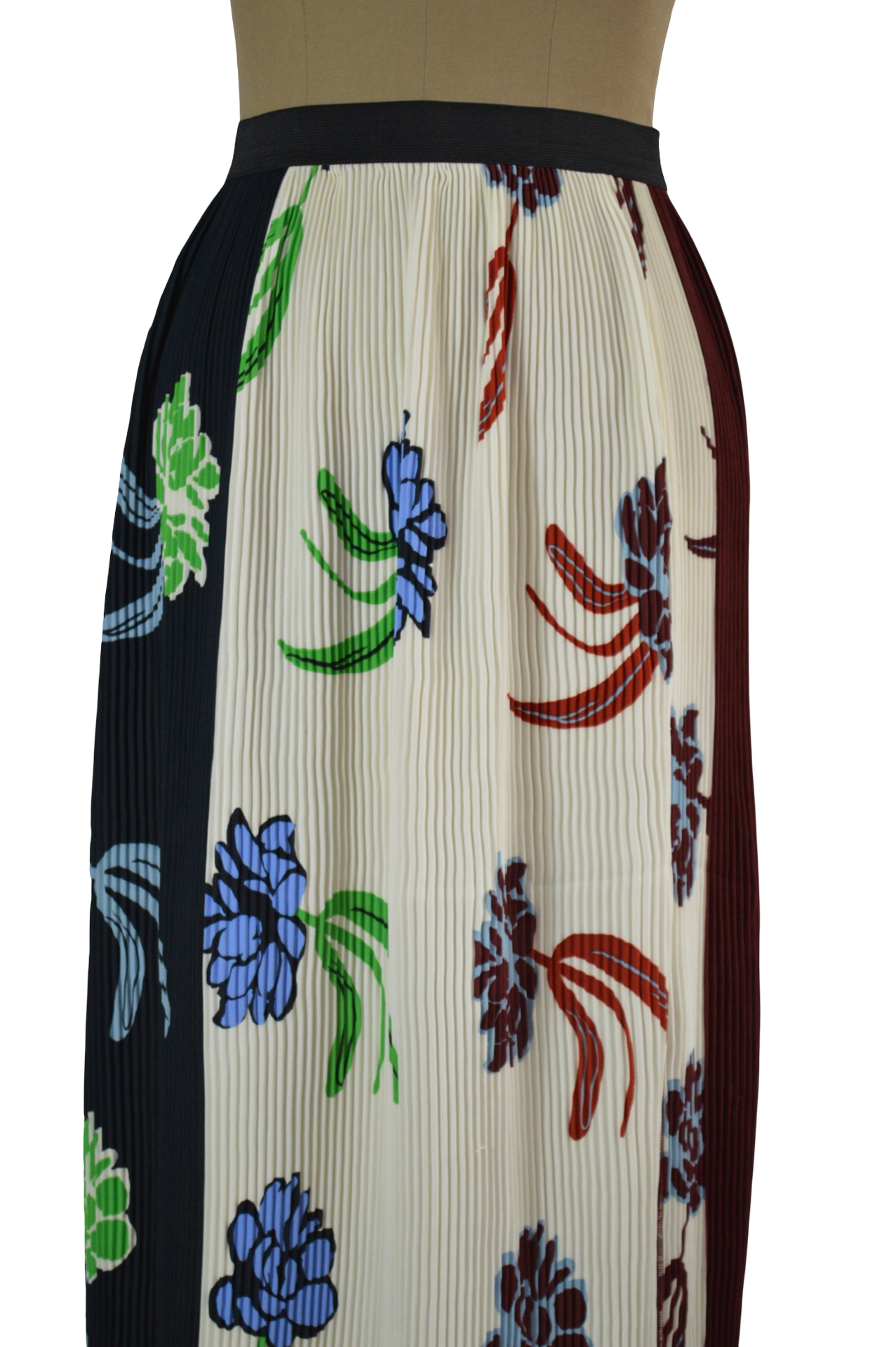 Falda Plizada Beige Con Estampados Florales