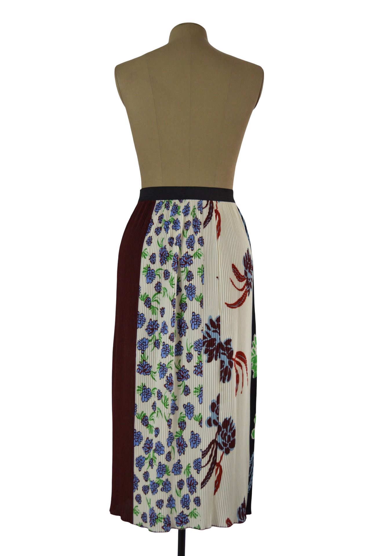 Falda Plizada Beige Con Estampados Florales