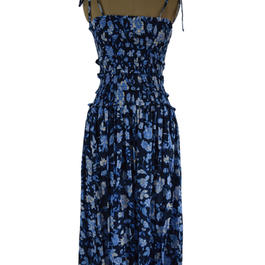 Vestido Largo Negro Azul con Resorte