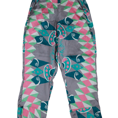 Pantalón Café Estampado Verde Rosado