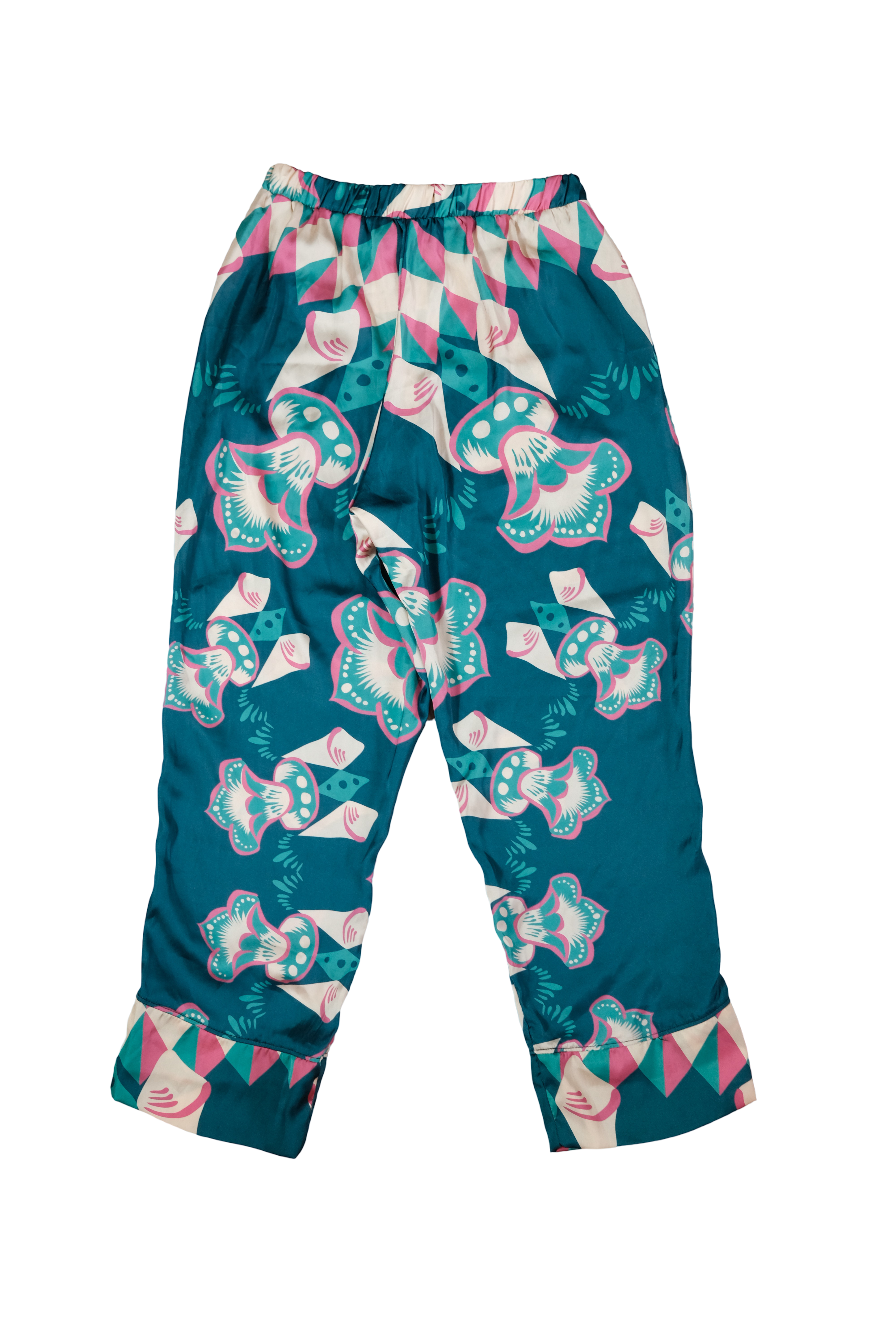 Pantalón Café Estampado Verde Rosado