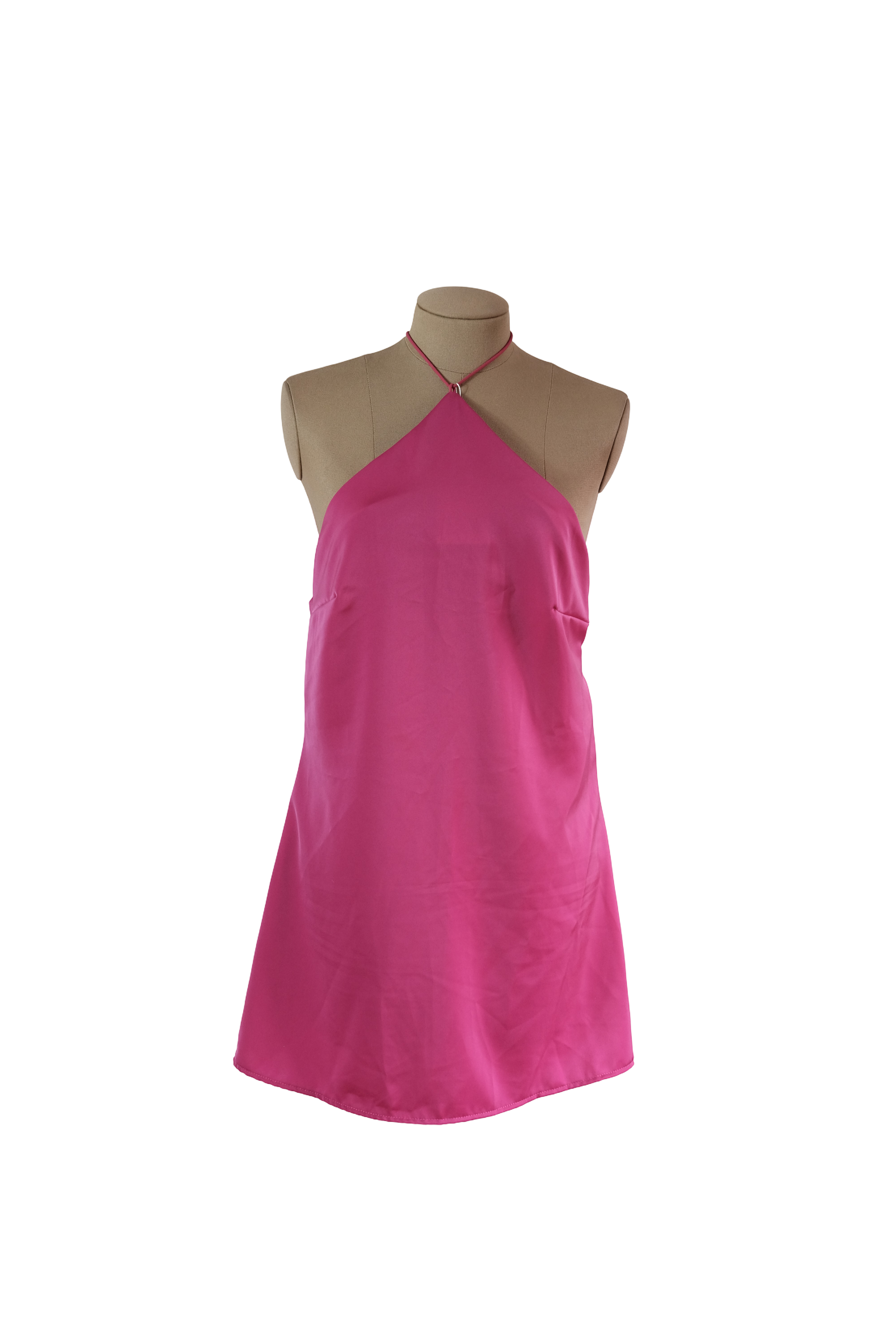Vestido Corto Seda Fucsia