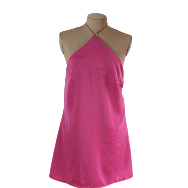 Vestido Corto Seda Fucsia