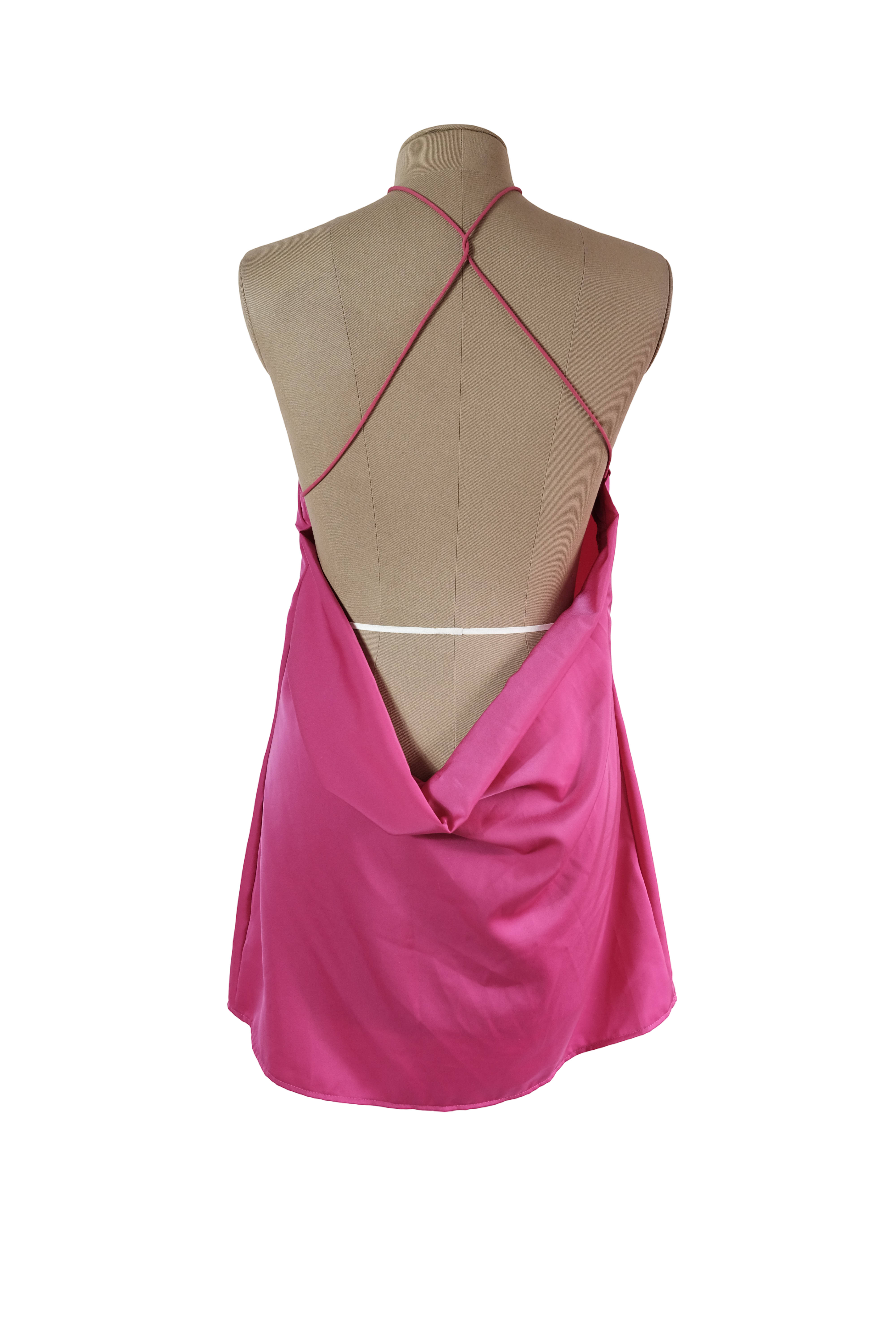 Vestido Corto Seda Fucsia