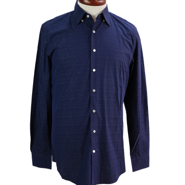 Camisa Azul Oscuro Puntos Blancos