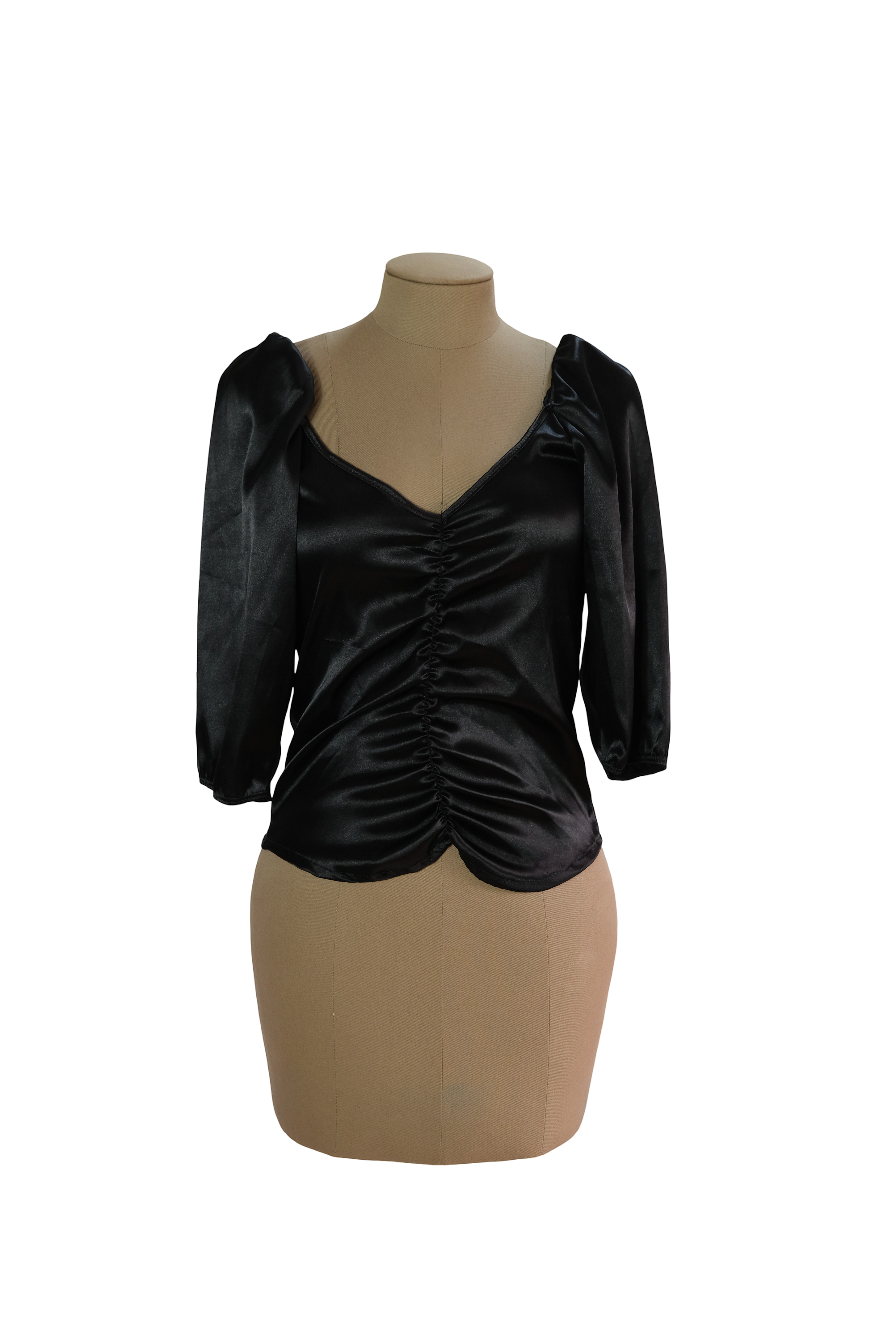 Blusa Negra Satín Resorte