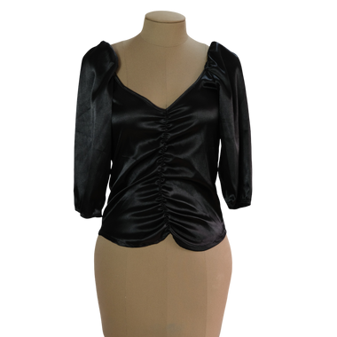Blusa Negra Satín Resorte