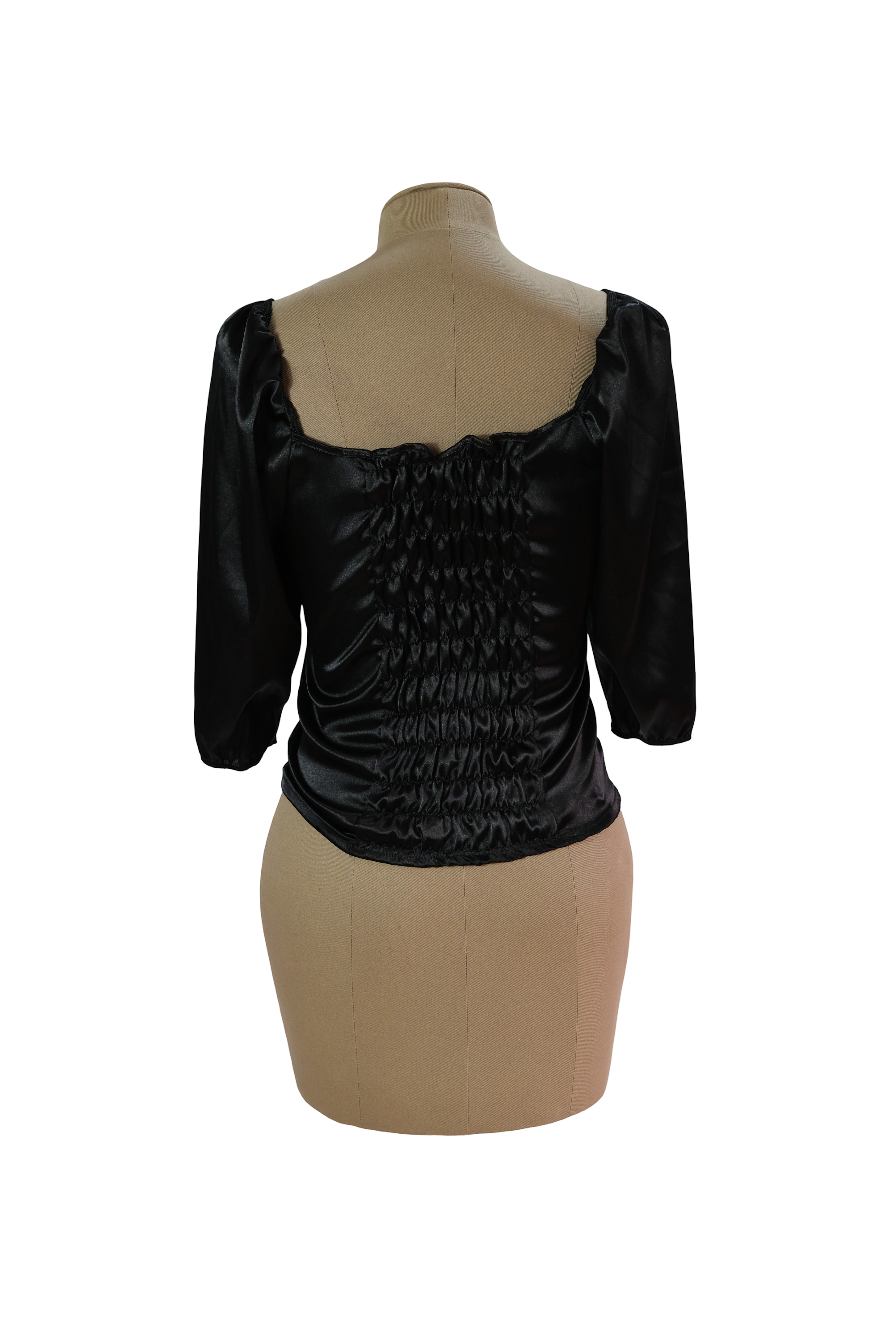 Blusa Negra Satín Resorte