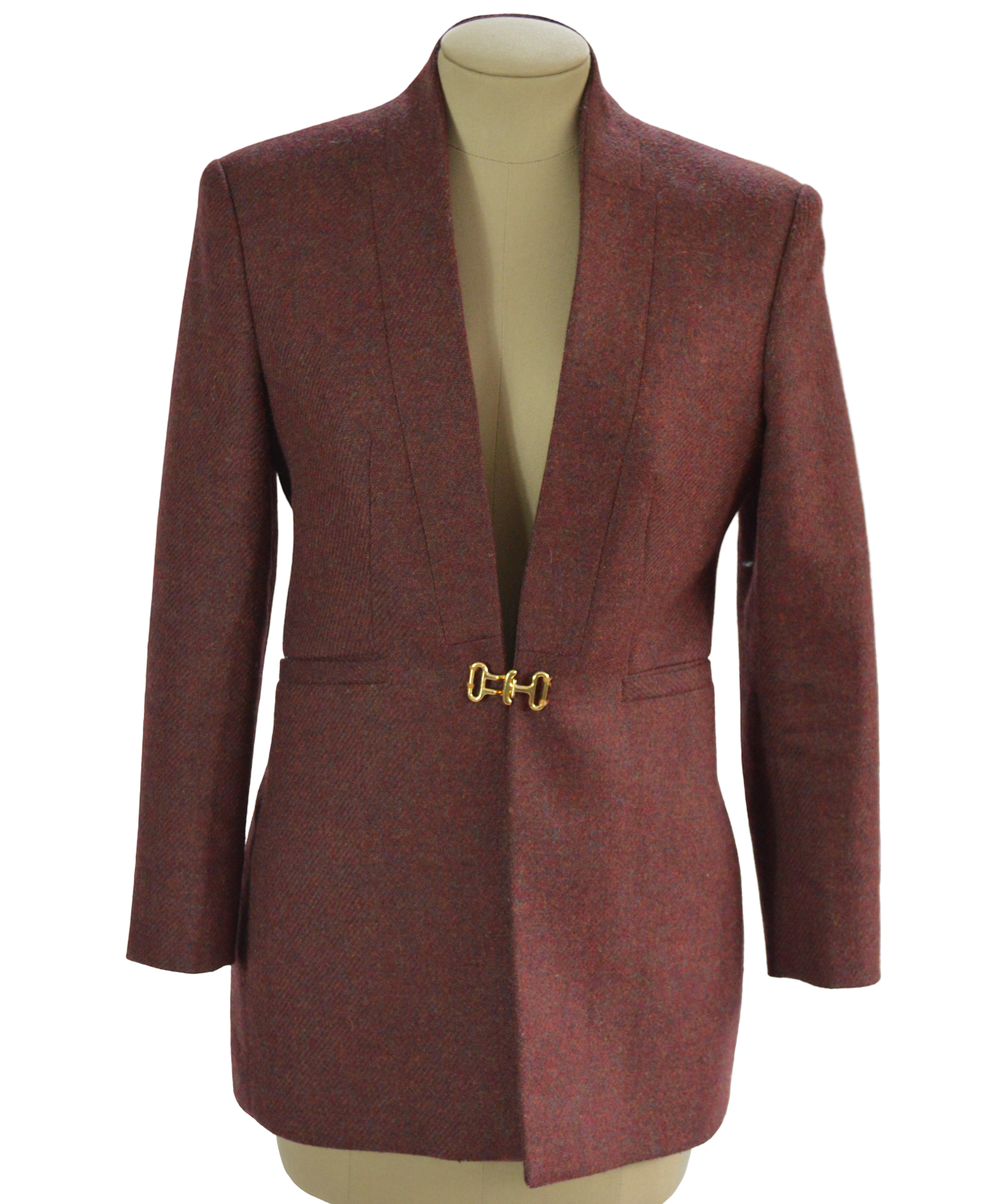 BLAZER PAÑO VINOTINTO CON PINTAS MULTICOLOR TALLA S