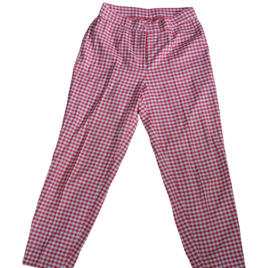 Pantalón Bota Recta Cuadros Blanco Rojo
