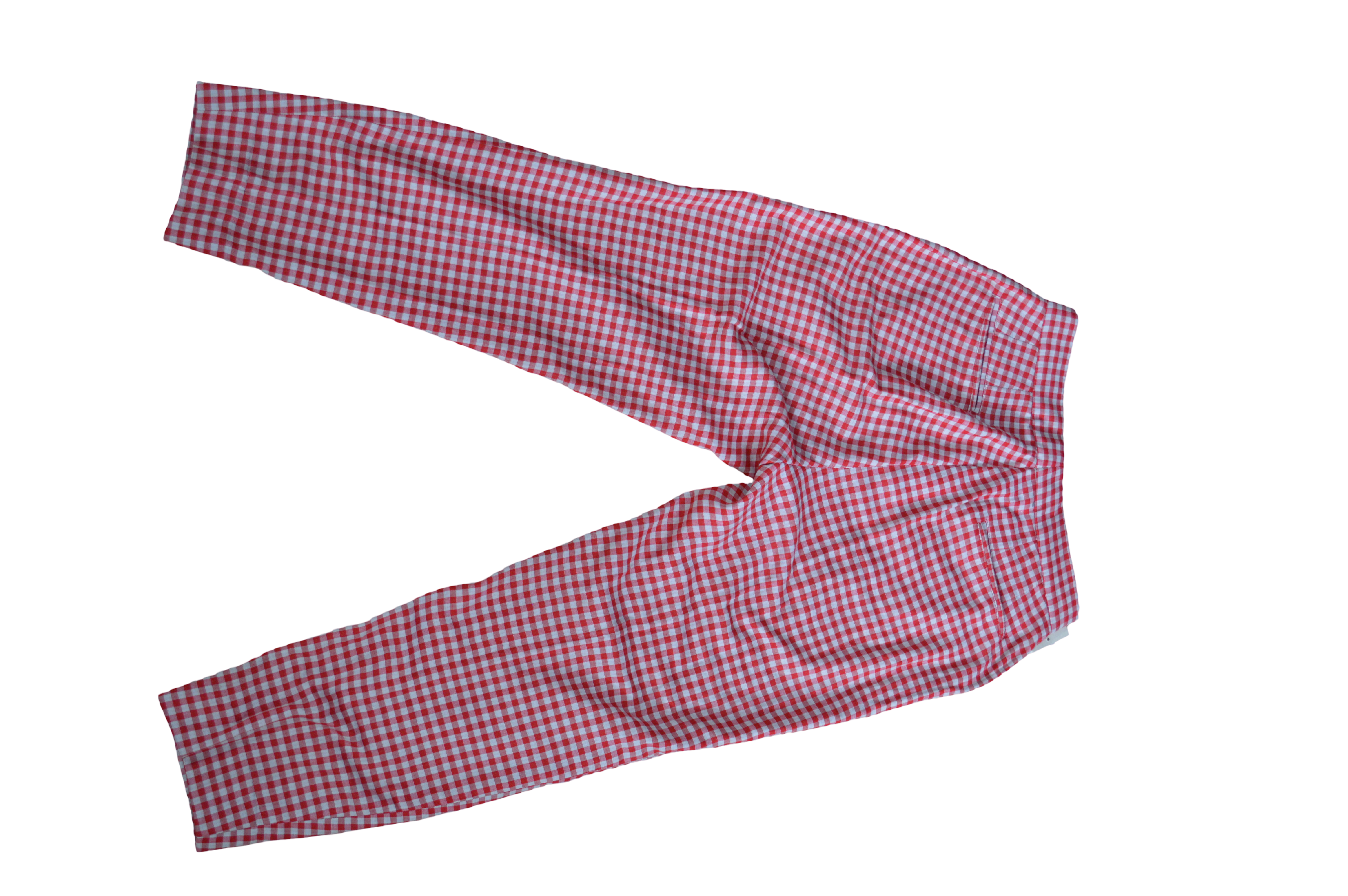 PANTALON BOTA RECTA CUADROS BLANCO ROJO TALLA S