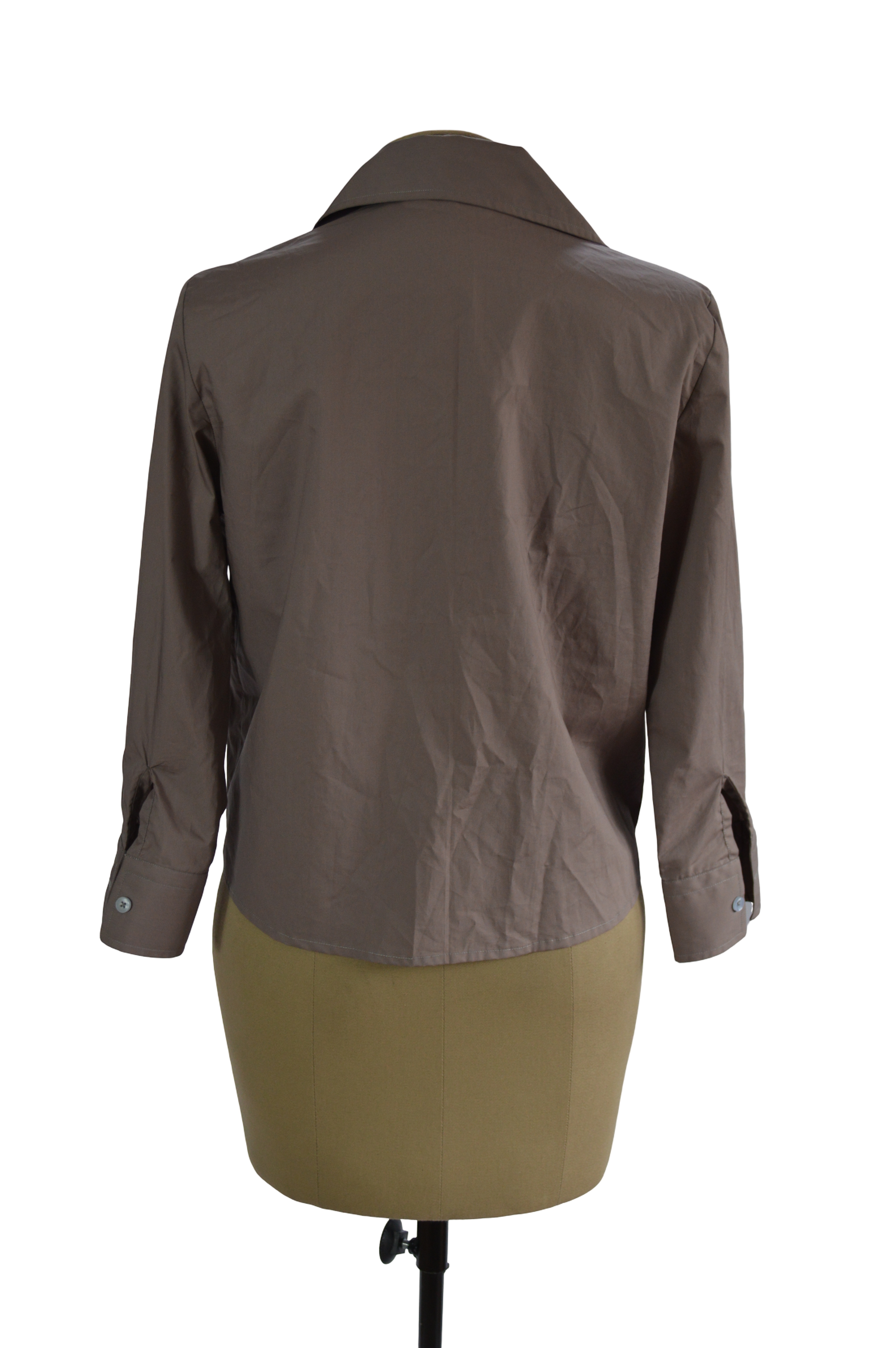 CAMISA BORDADO PEDRERÍA CAFE TALLA M