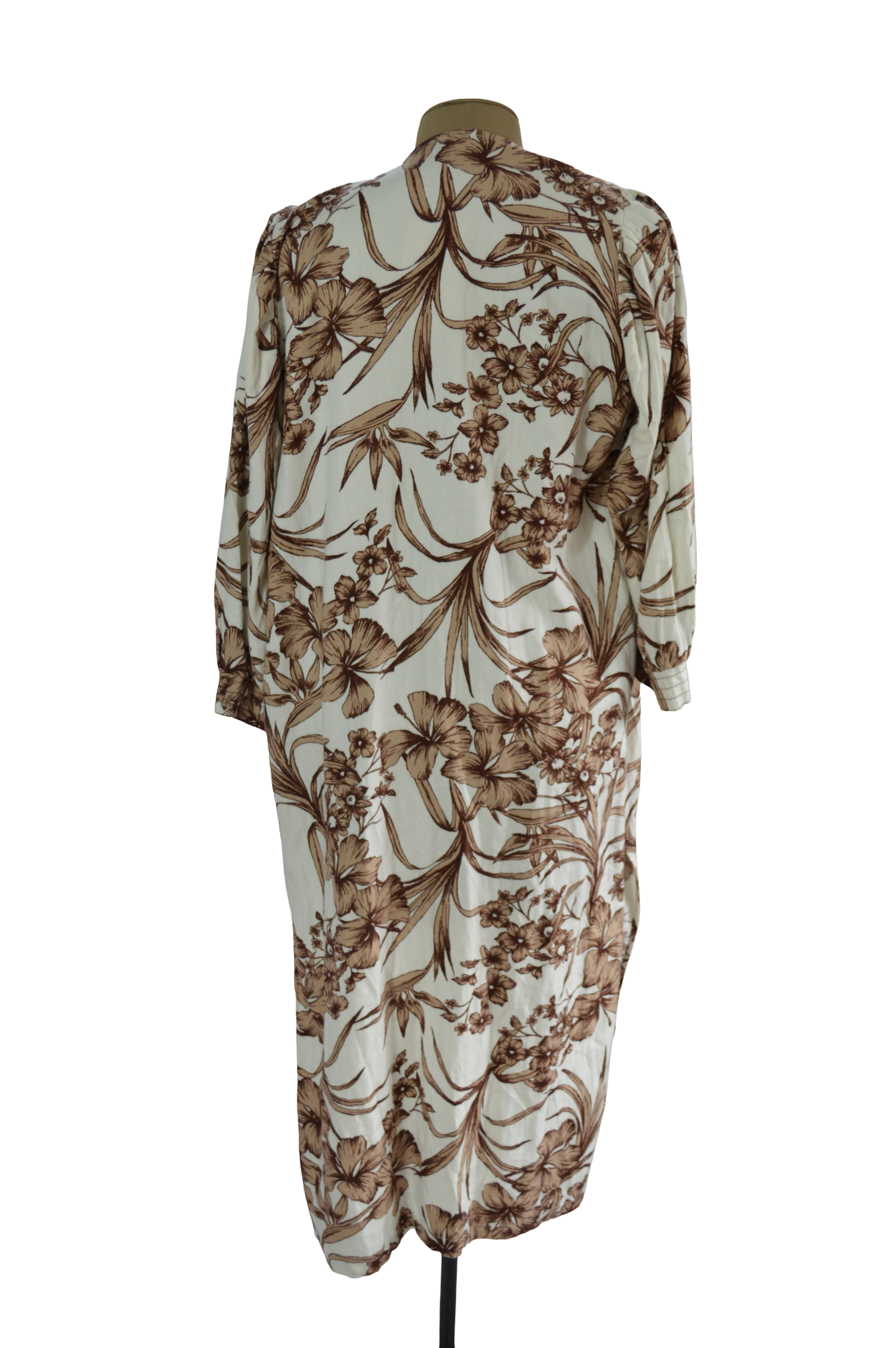 KIMONO ESTAMPADO FLORES BEIGE CAFE TALLA 10