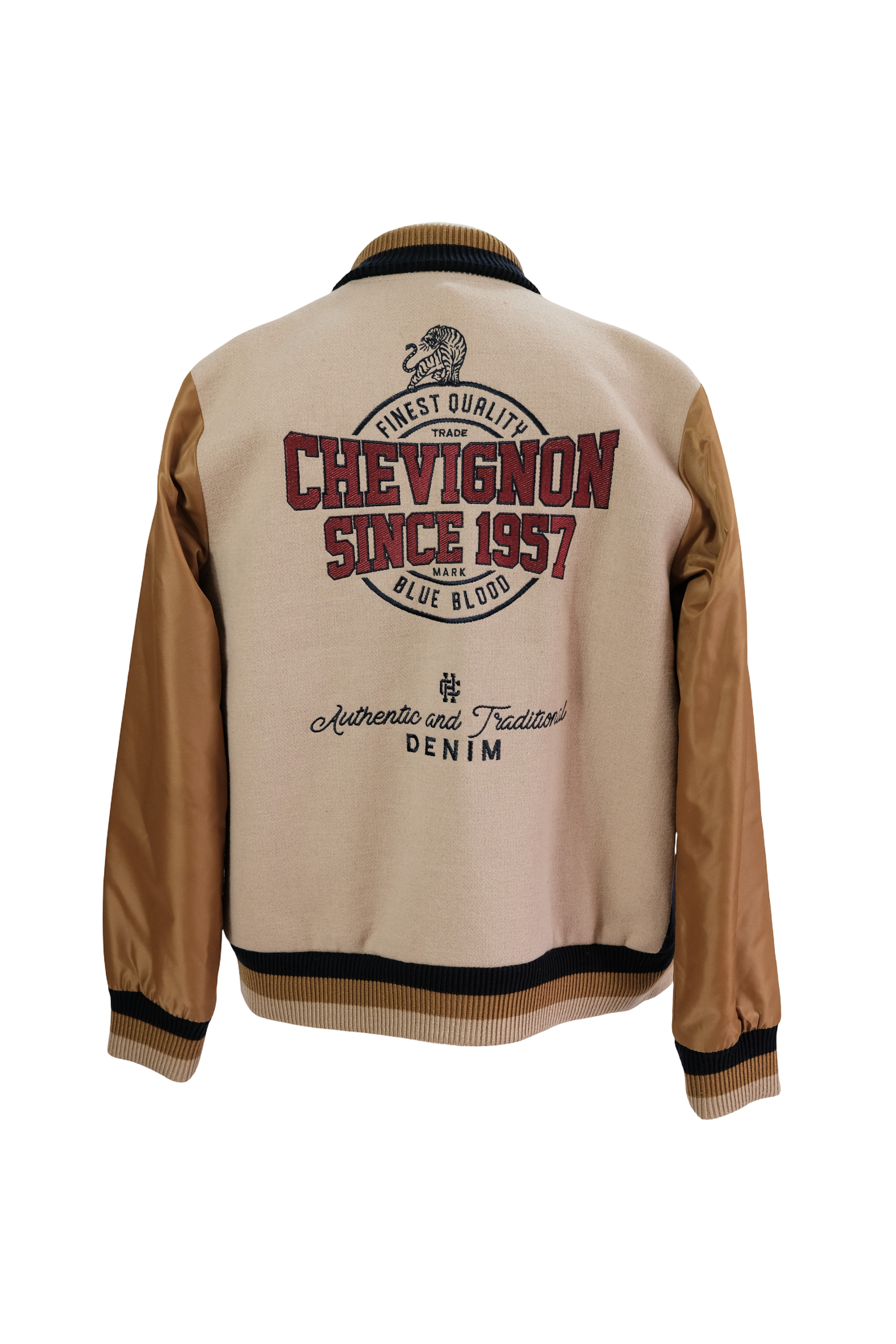 Chaqueta Impermeable Azul Oscuro Mangas Café