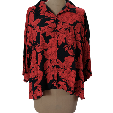 Blusa Negro Rojo Flores