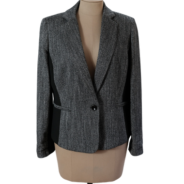 Blazer Gris Jaspeado Costados Negros