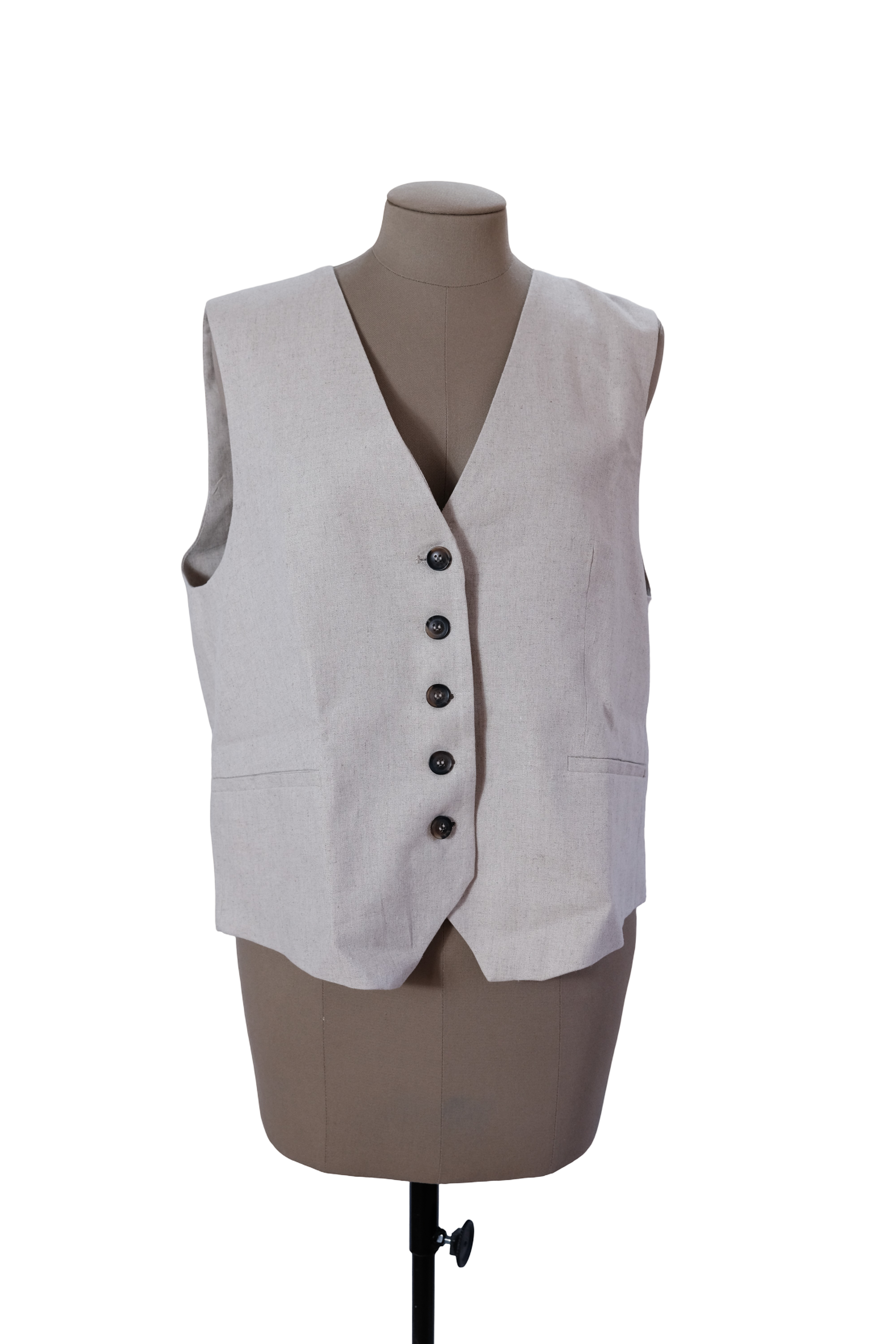 CHALECO LINO BEIGE ZARA TALLA L