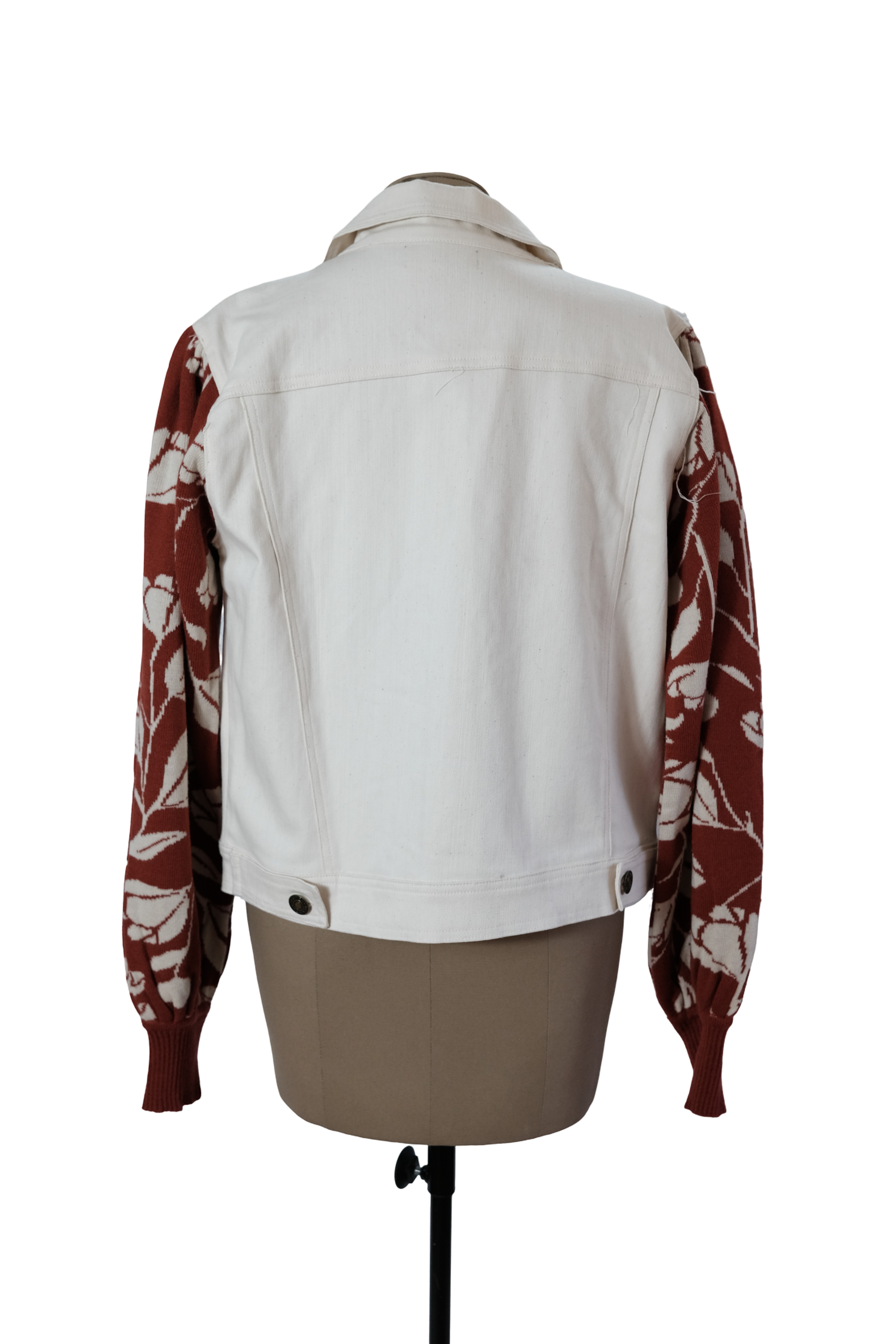 Chaqueta Denim Beige Mangas Terracota