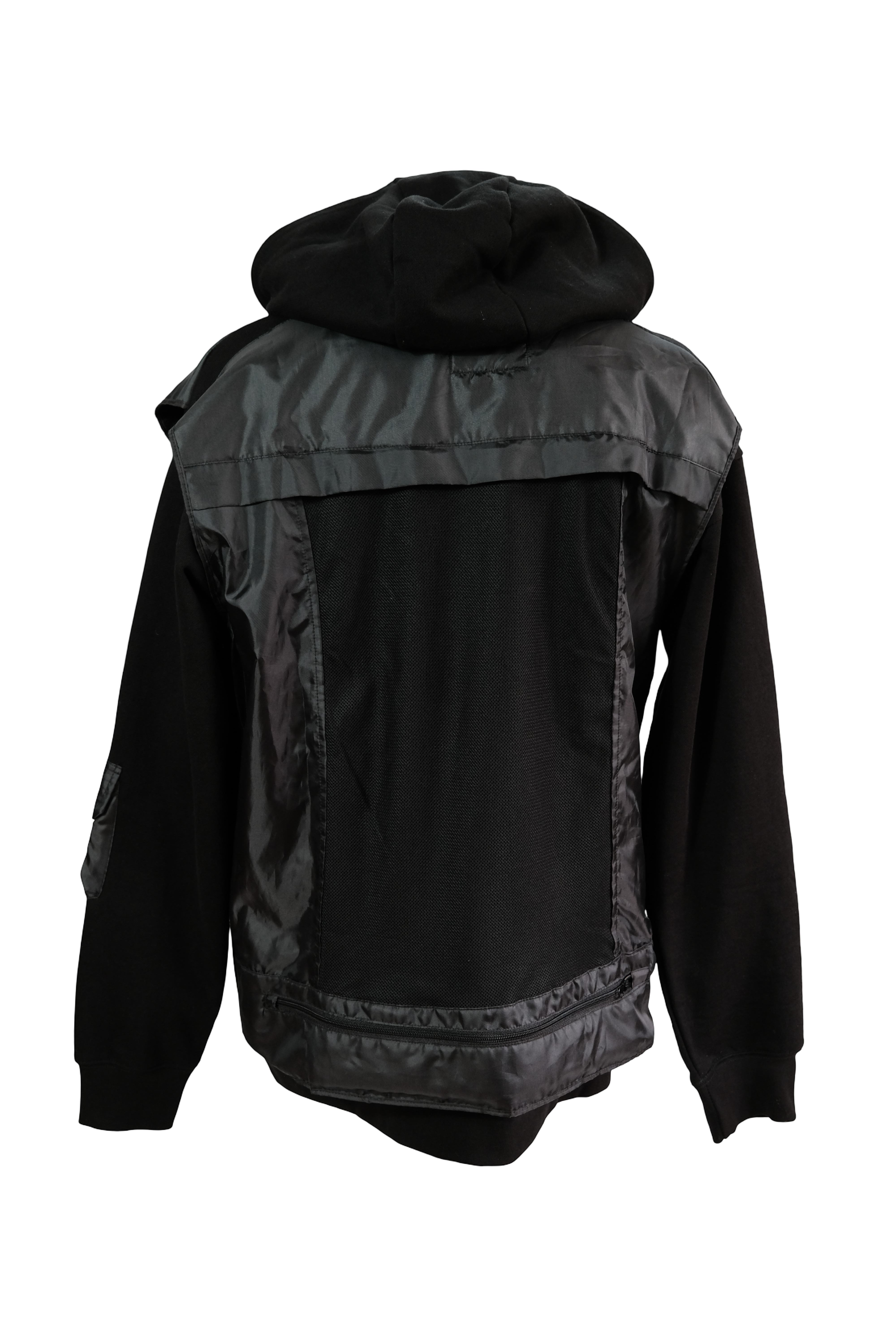 Hoodie Negro con Chaleco impermeable sobrepuesto