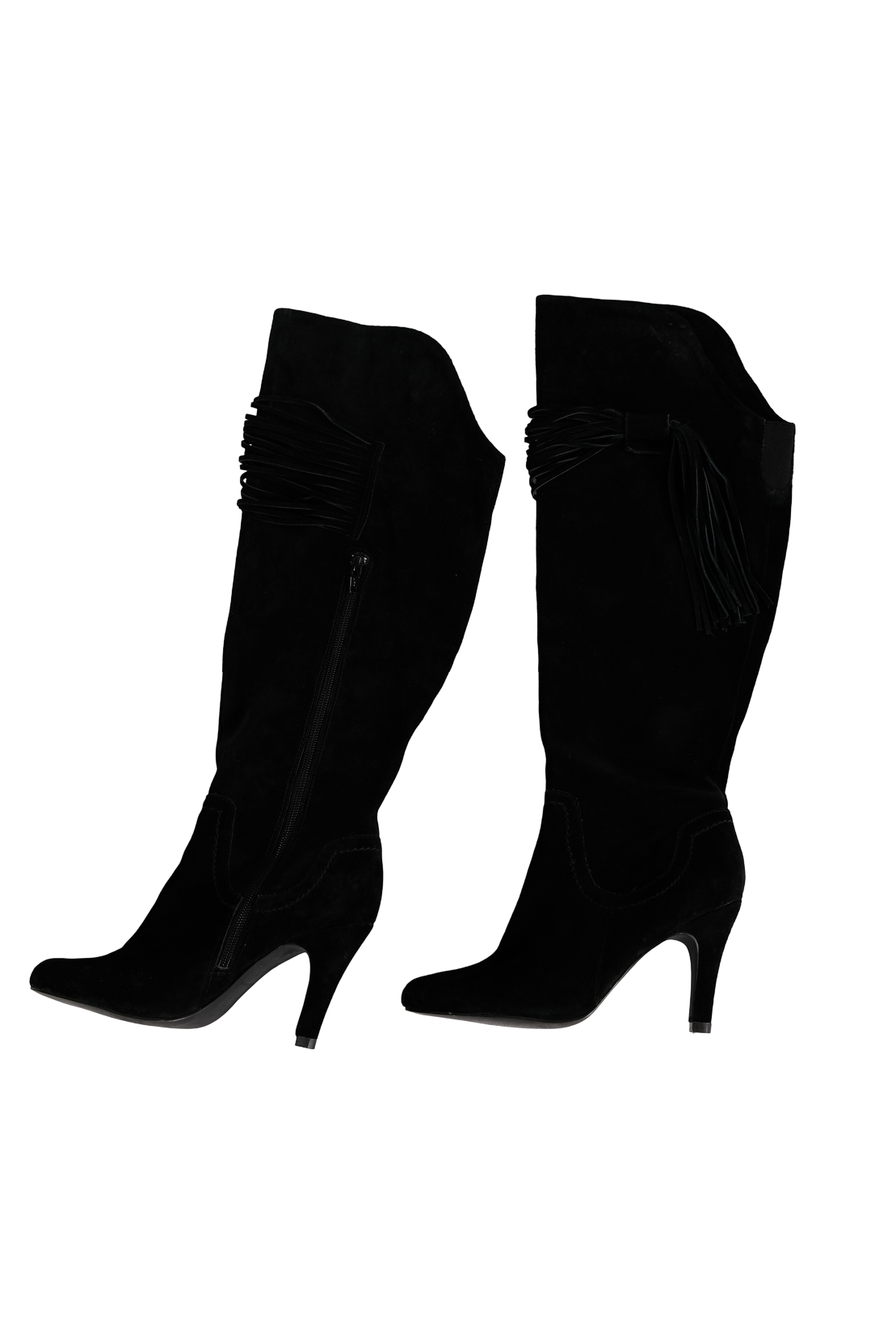 Botas Largas Gamuza Negro con Flecos