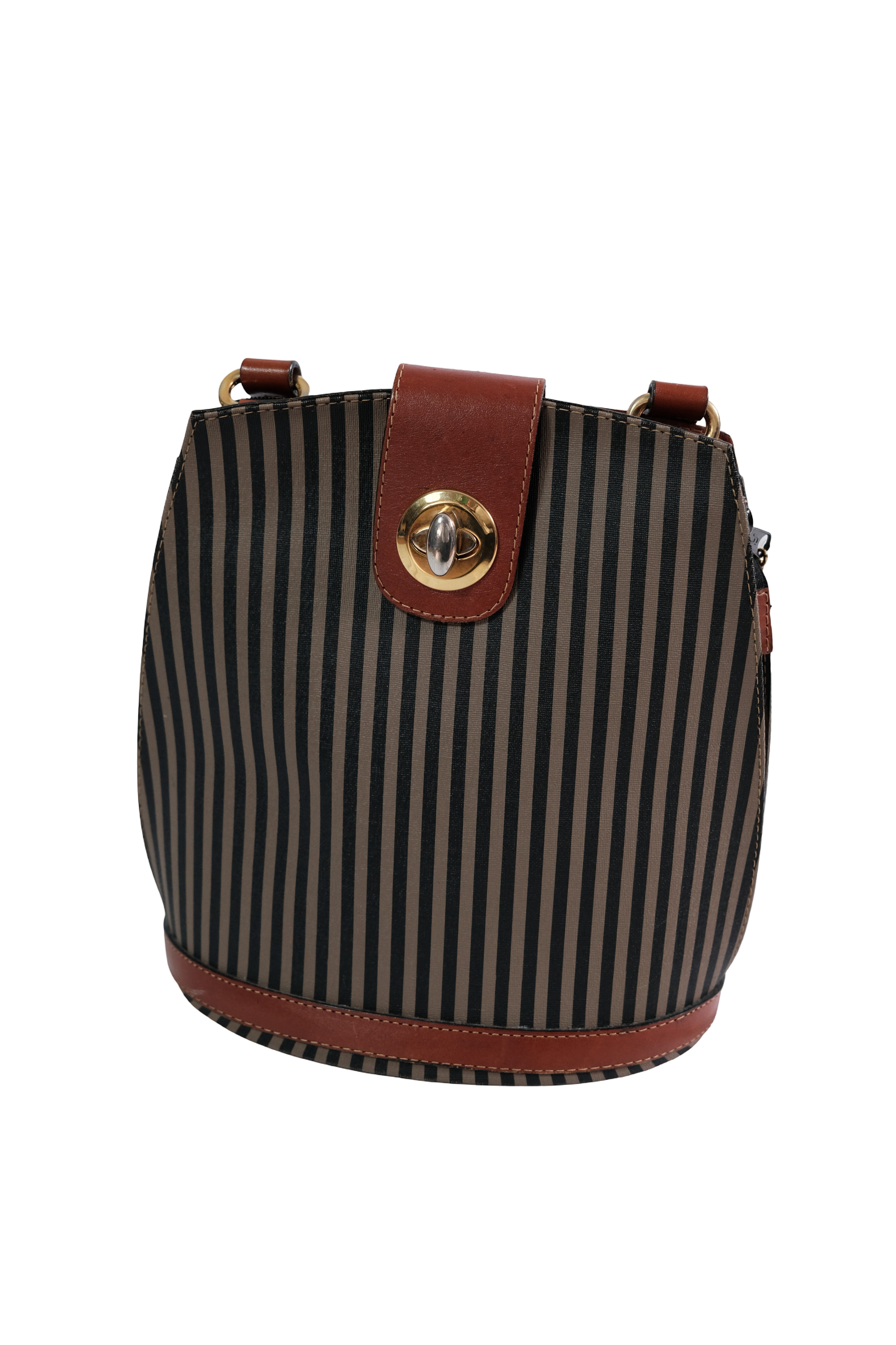 Bolso Mediano Boots Rayas Café /Negro