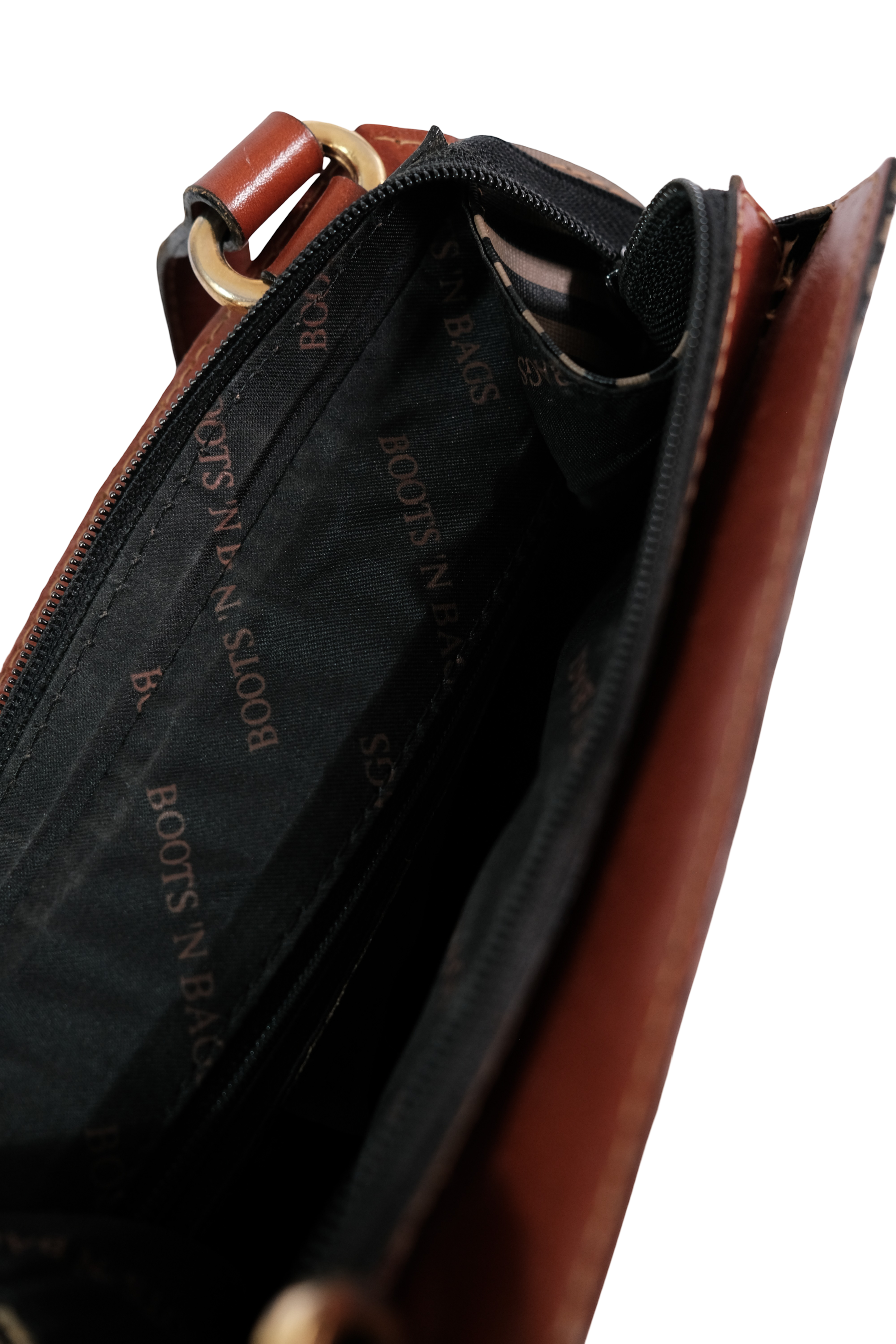 Bolso Mediano Boots Rayas Café /Negro