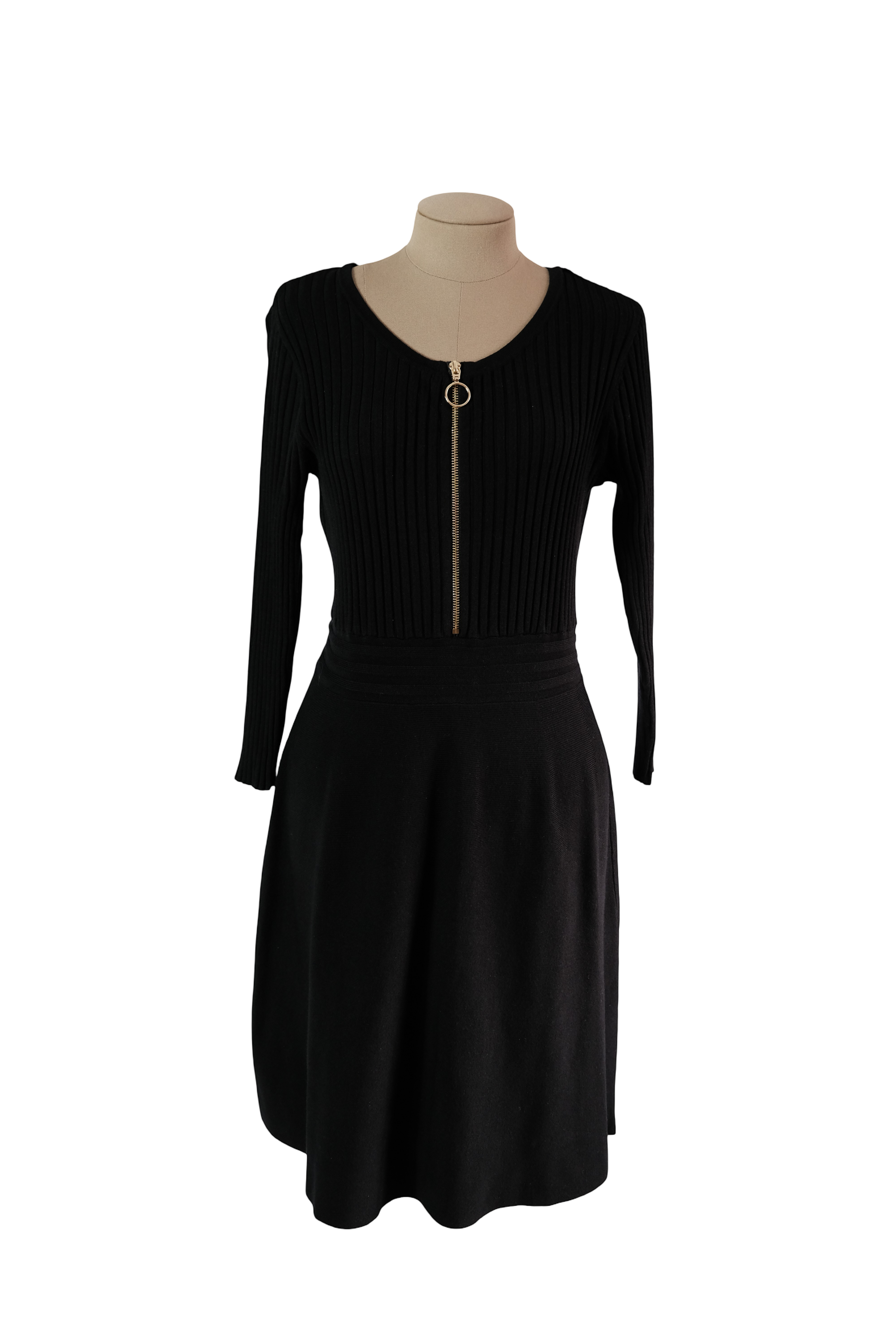 Vestido Negro Cremallera Dorada