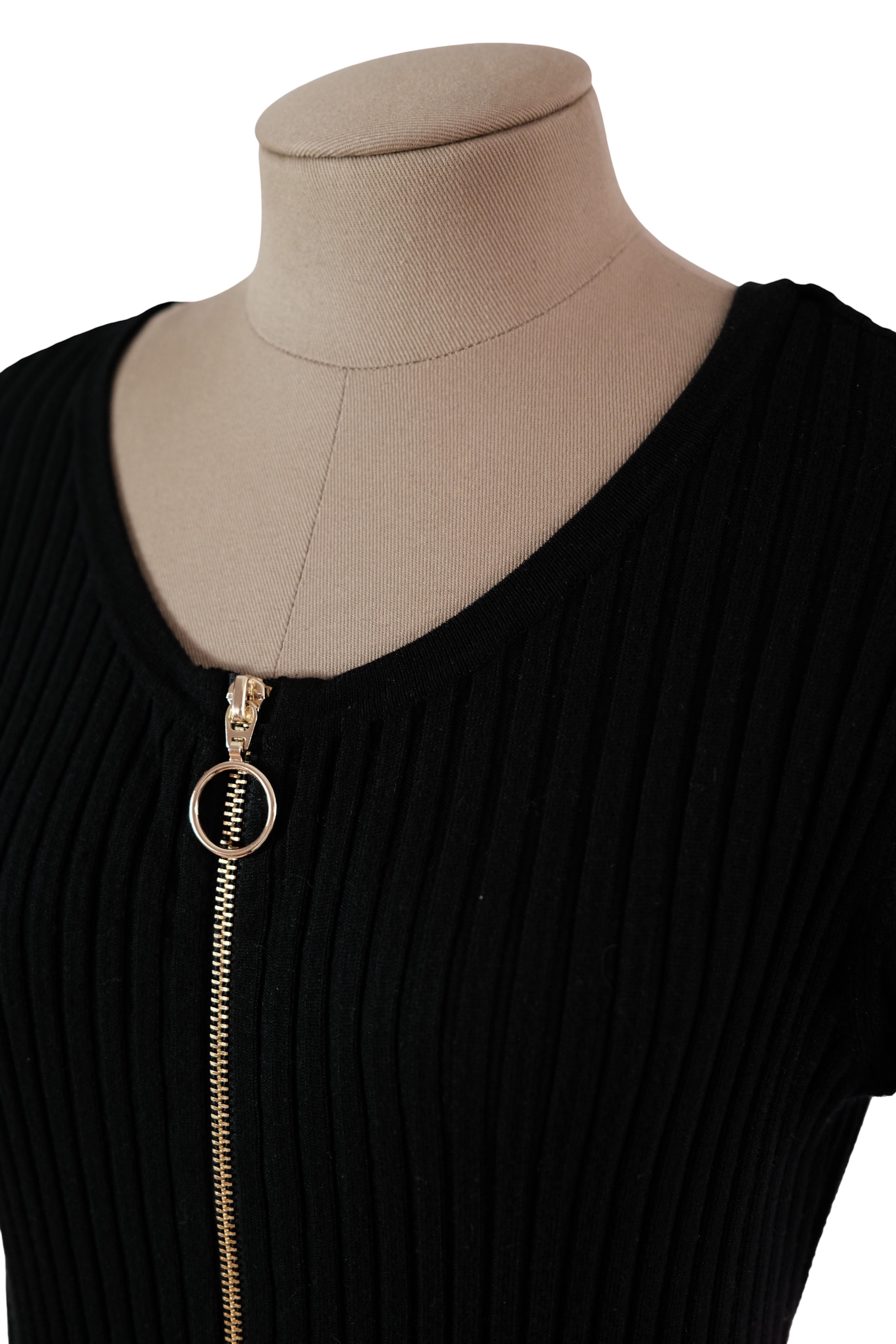 Vestido Negro Cremallera Dorada