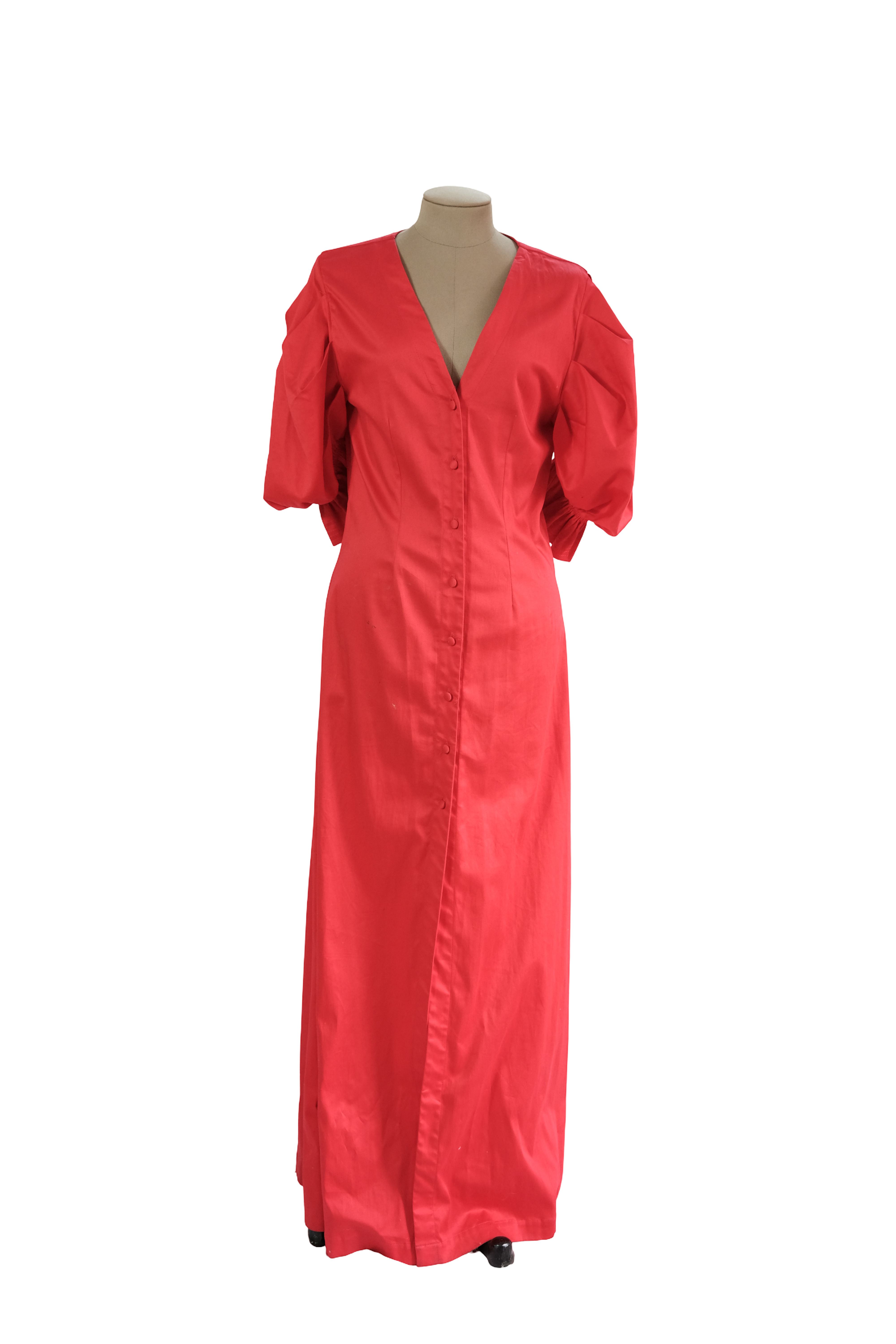 Vestido Rojo Largo Manga Globo Quimeras