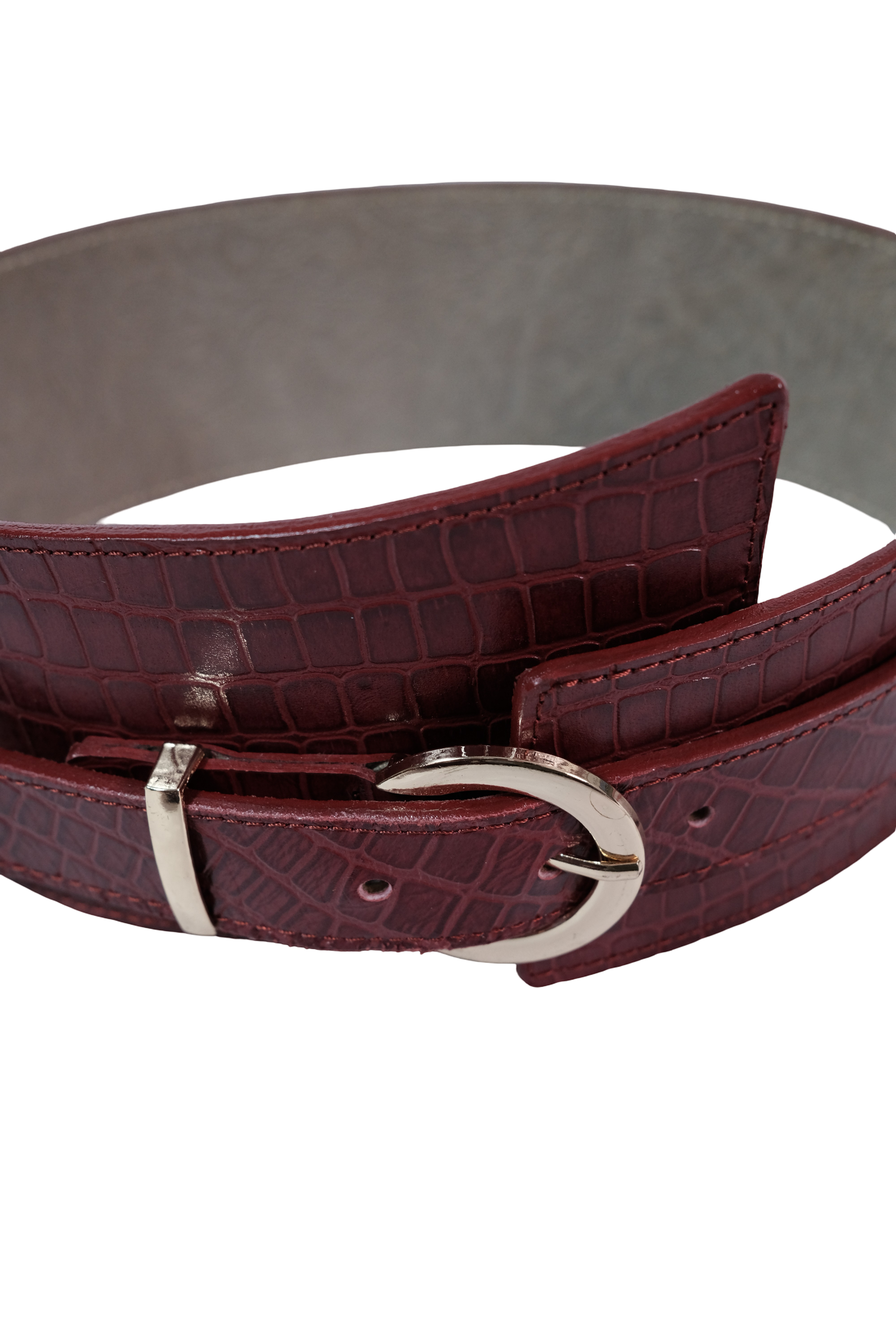 Cinturón Ancho Vinotinto Croco