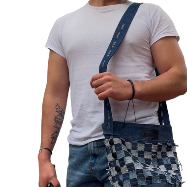 Mochila Denim Azúl y Gris