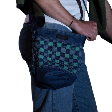 Mochila Denim Azúl Y Verde