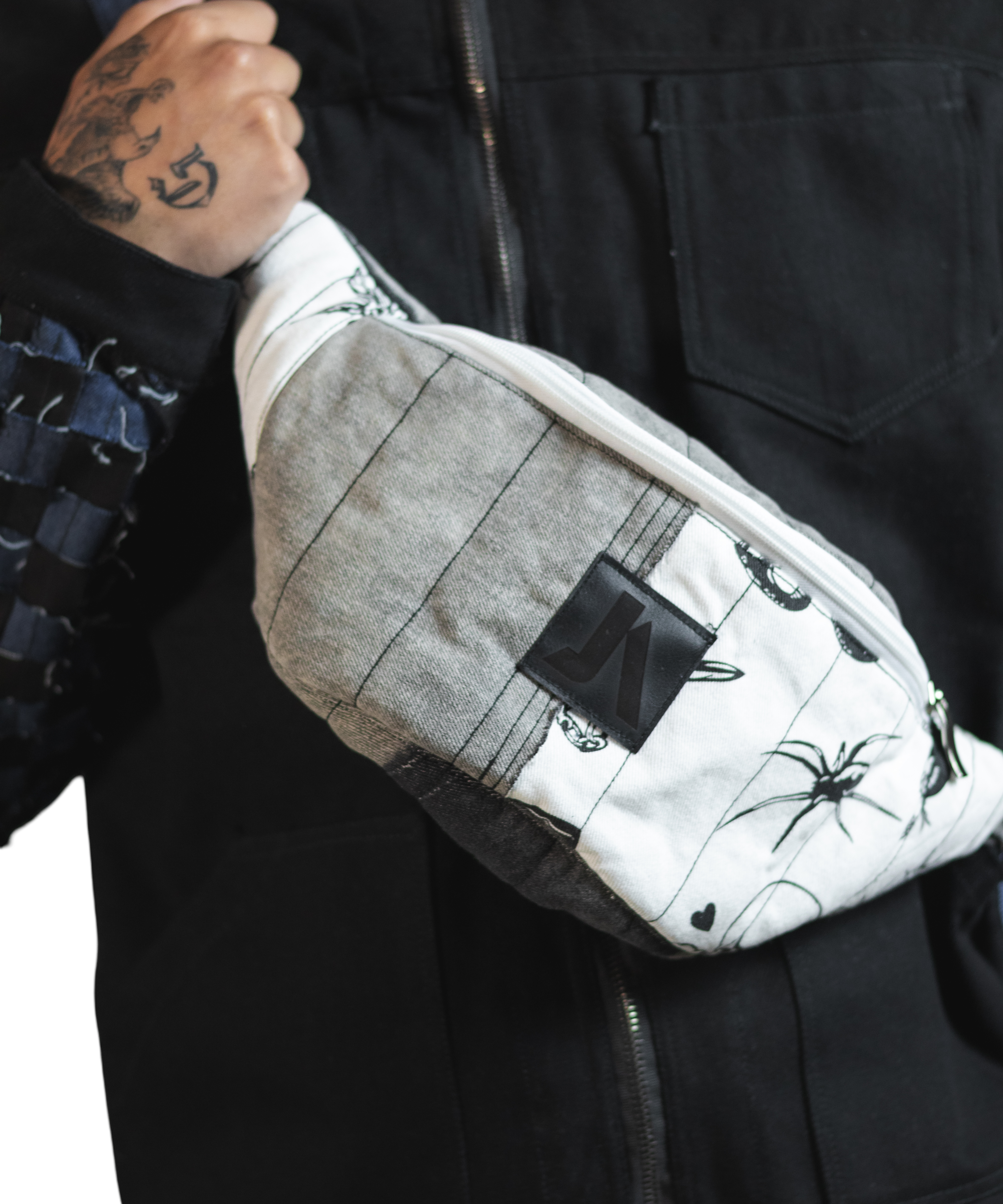 Canguro Denim Gris Blanco Araña