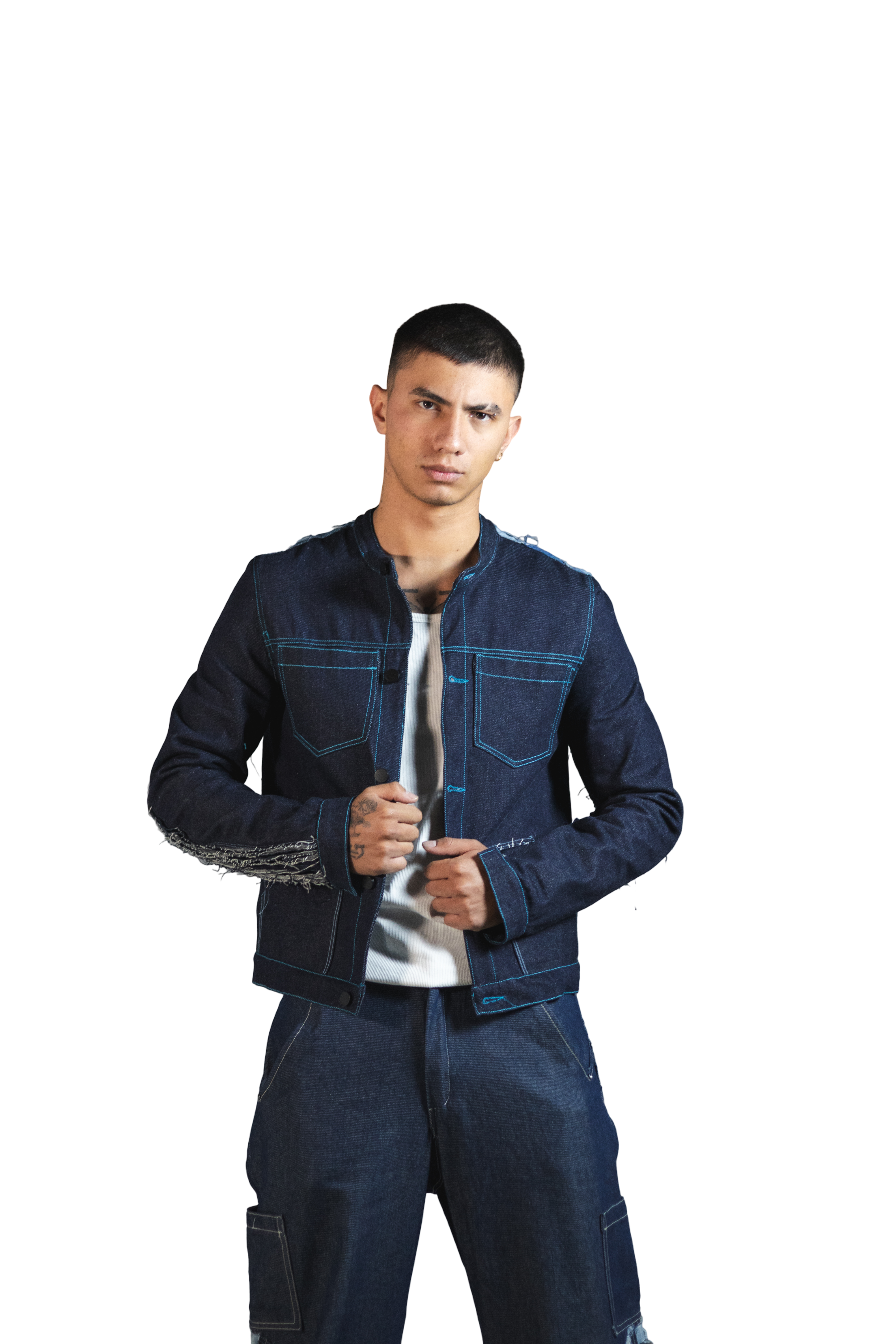 Chaqueta Denim Azúl Oscuro Intervención Espalda y Mangas