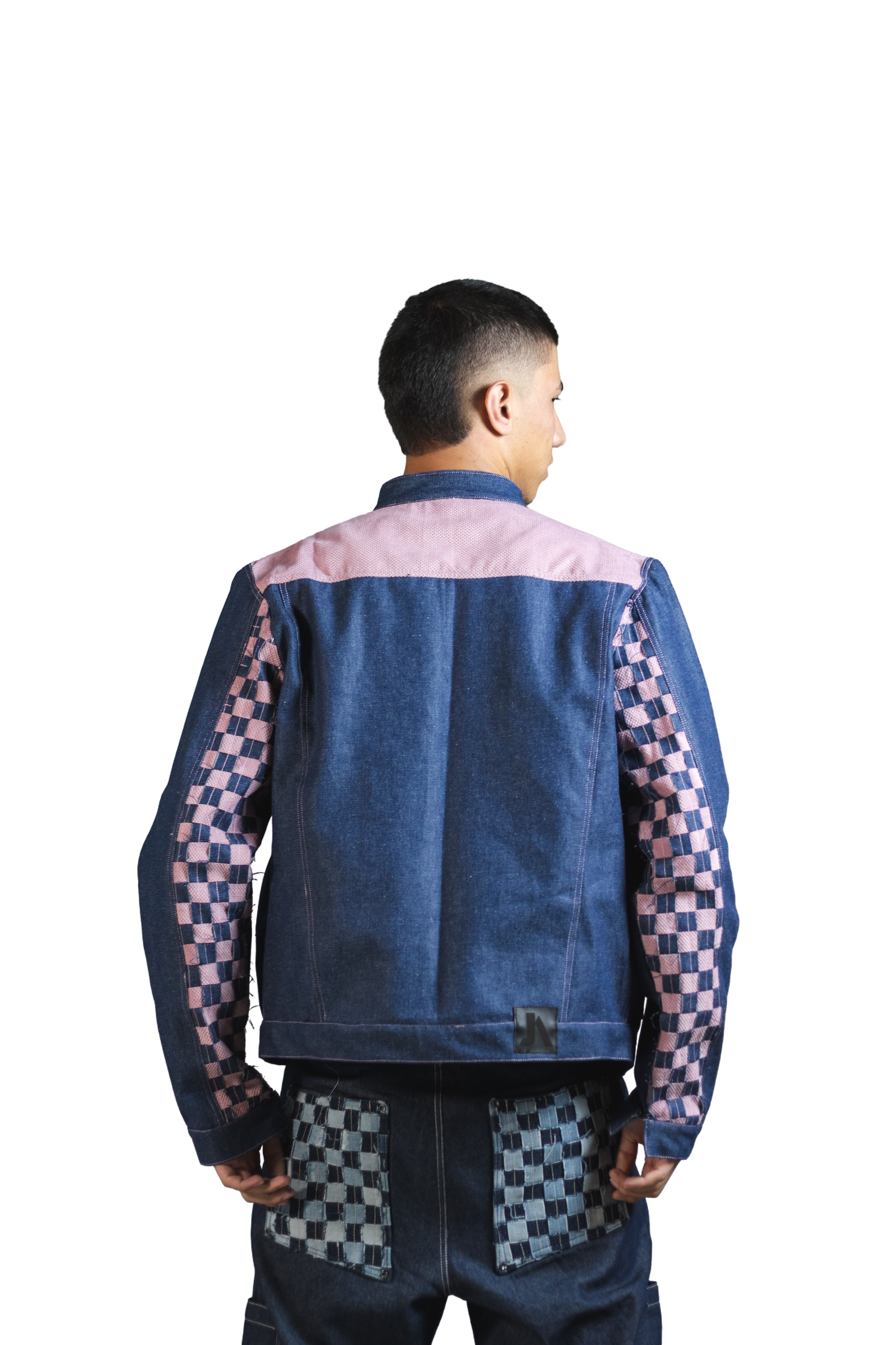 Chaqueta Denim Azúl Medio y Rosado Claro
