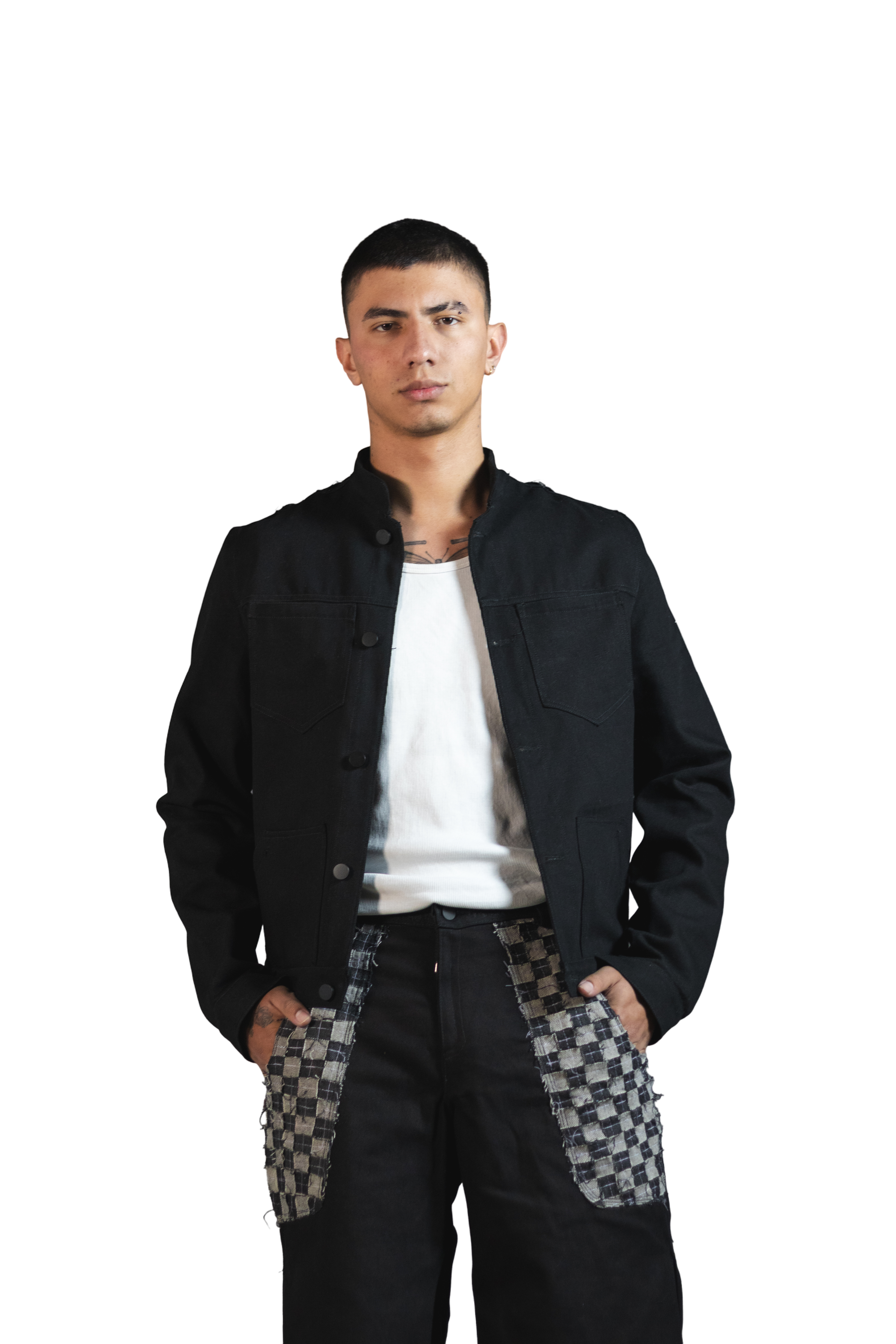 CHAQUETA DENIM NEGRO BOTONES INTERVENCIÓN ESPALDA NEGRO TALLA ML