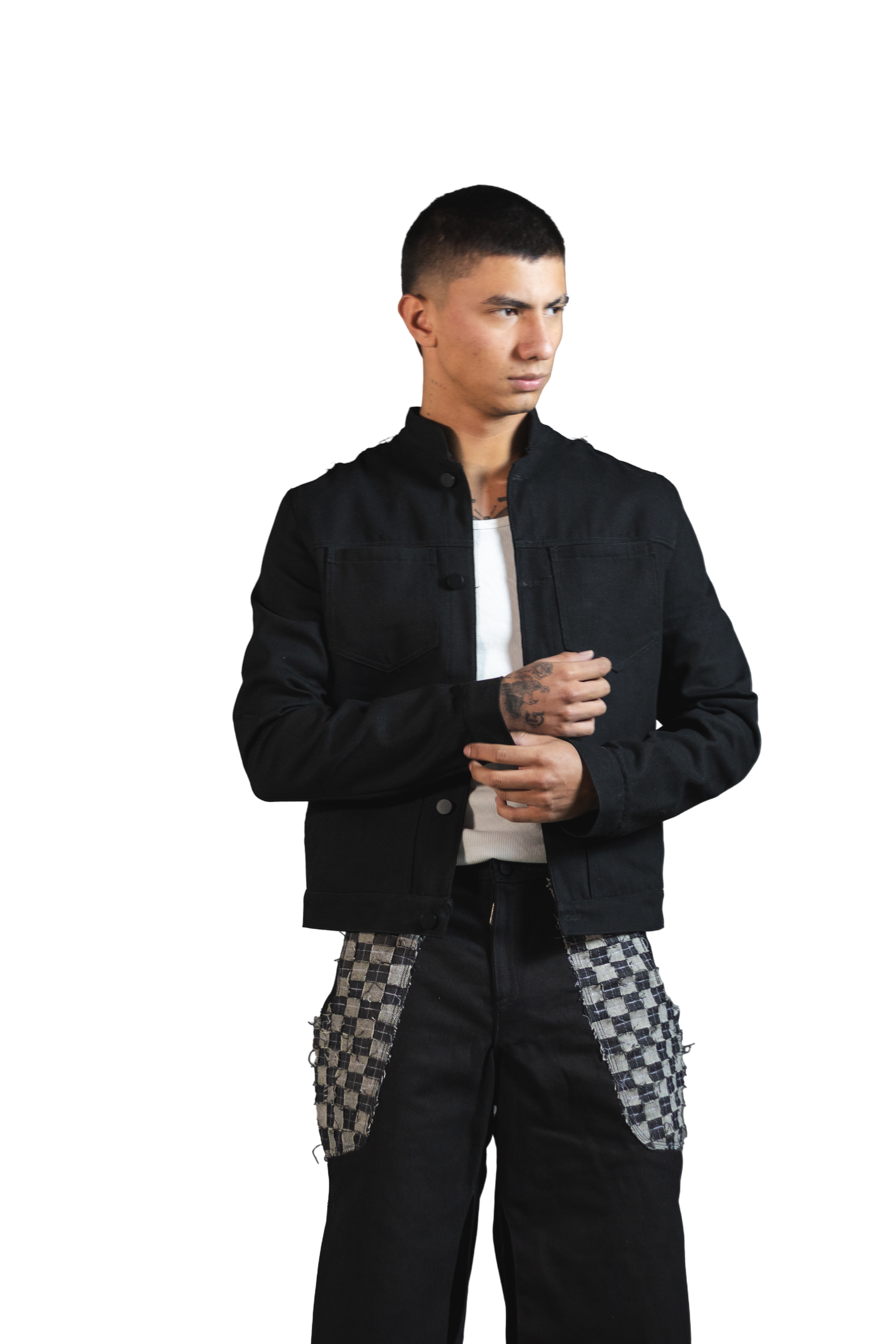Chaqueta Denim Negro Botones Intervención Espalda Negro