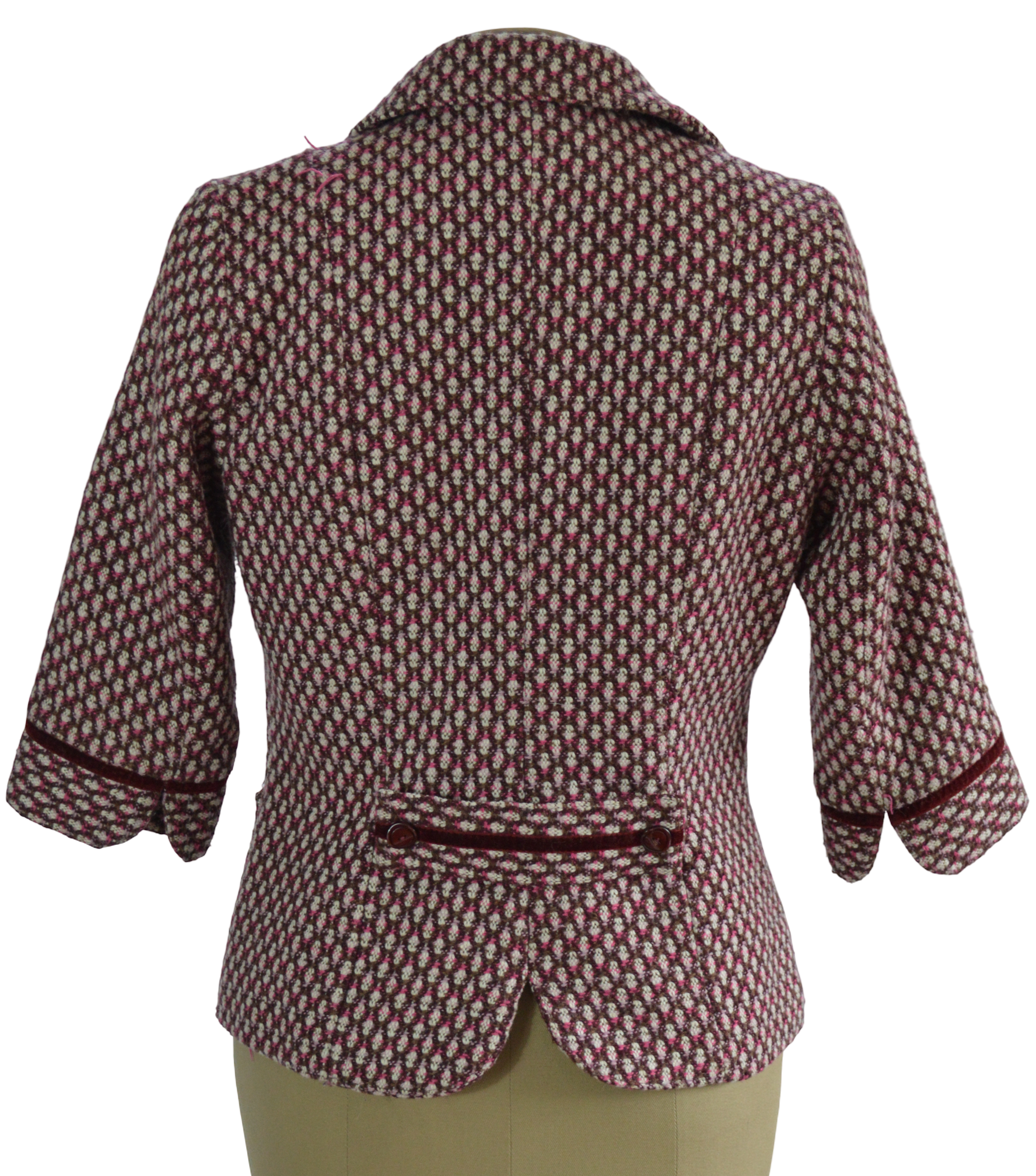 Blazer Tweed Vinotinto Blanco Rosado Talla 8
