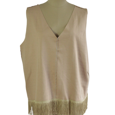 CHALECO VALERIA CAMEL CON FLECOS TALLA 8