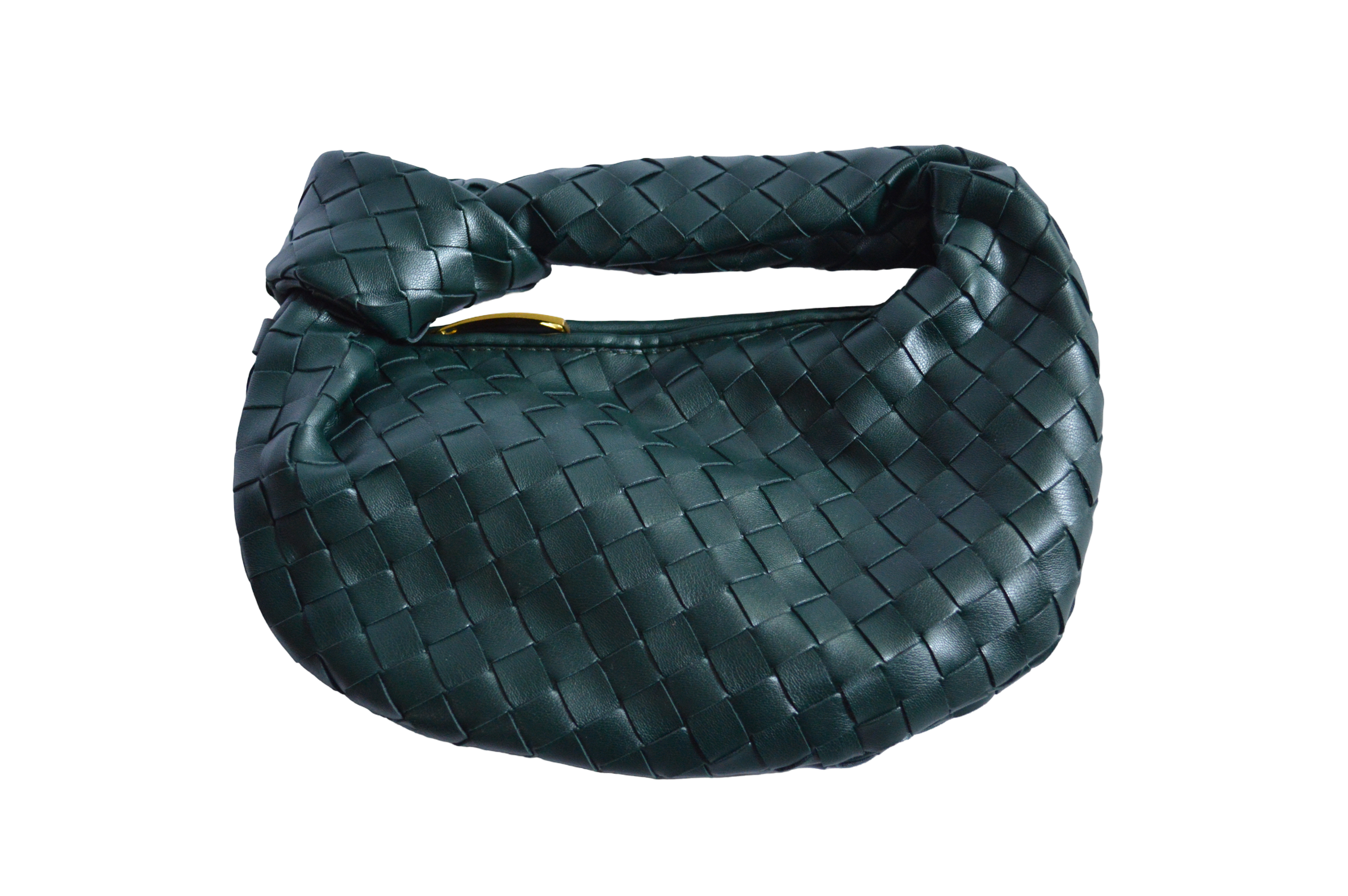 Bolso De Mano Verde Trenzado con Nudo