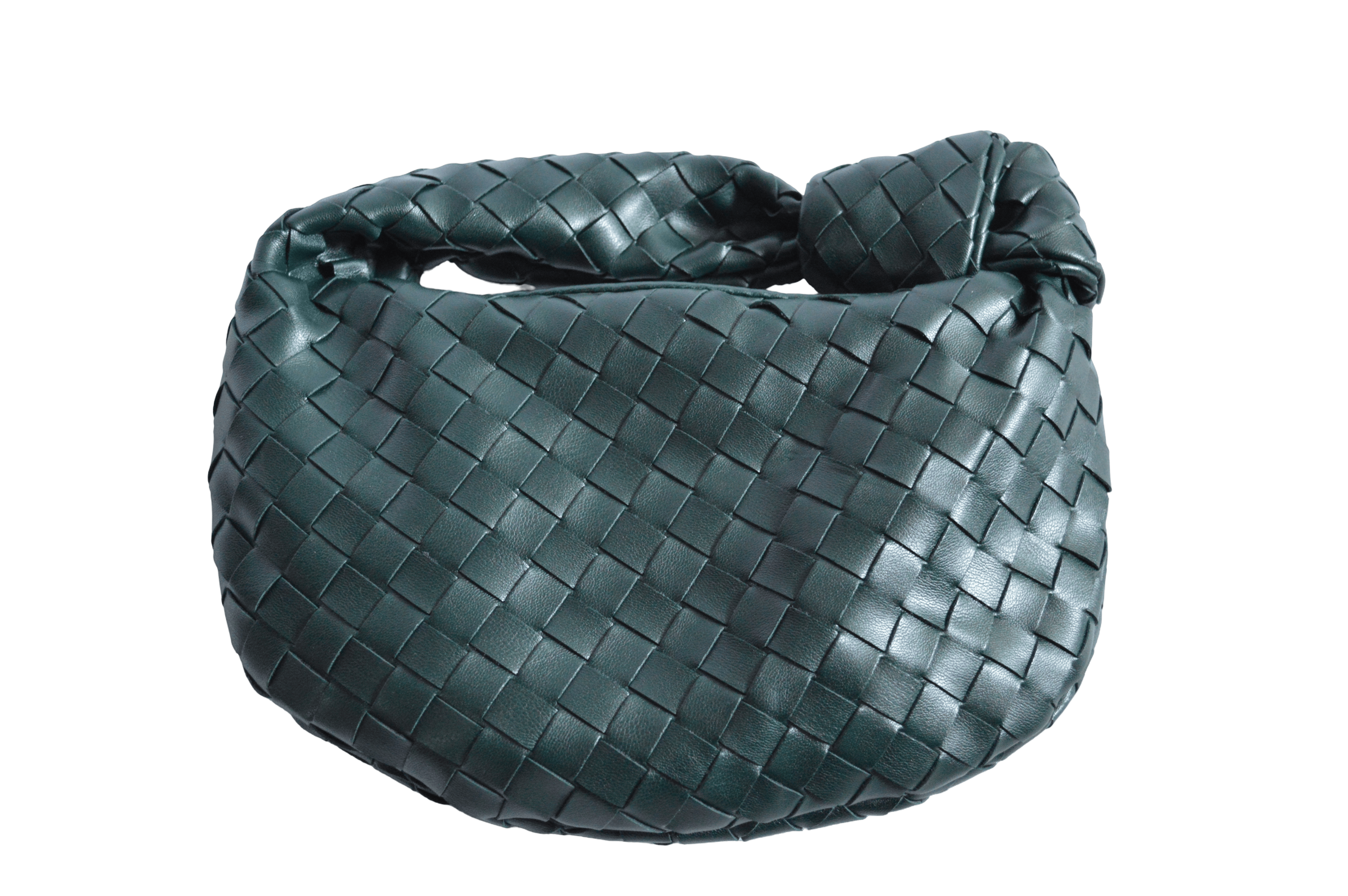 Bolso De Mano Verde Trenzado con Nudo