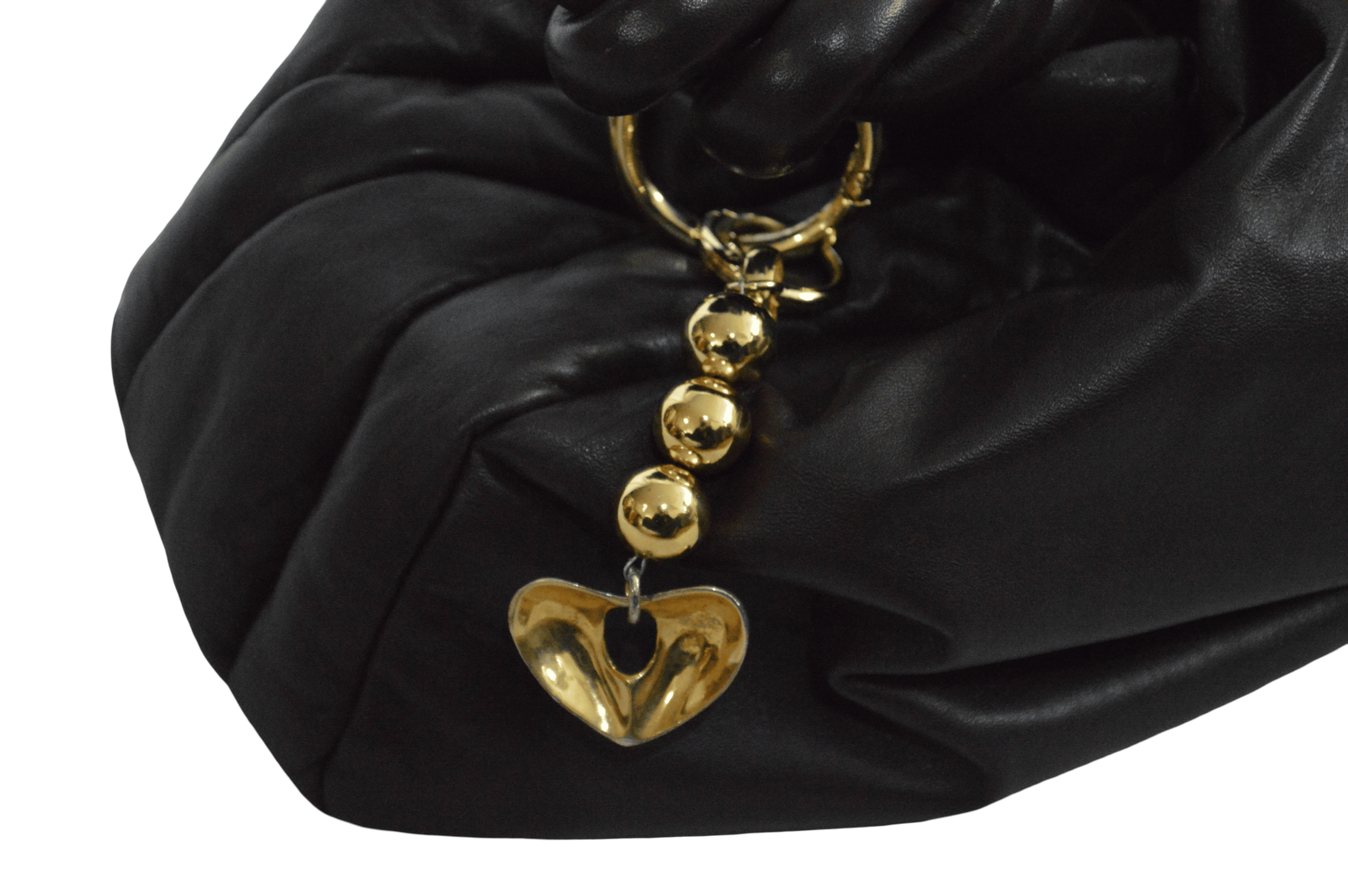 Bolso Grande Cafe Oscuro Recogido Con Llavero de Corazon Dorado