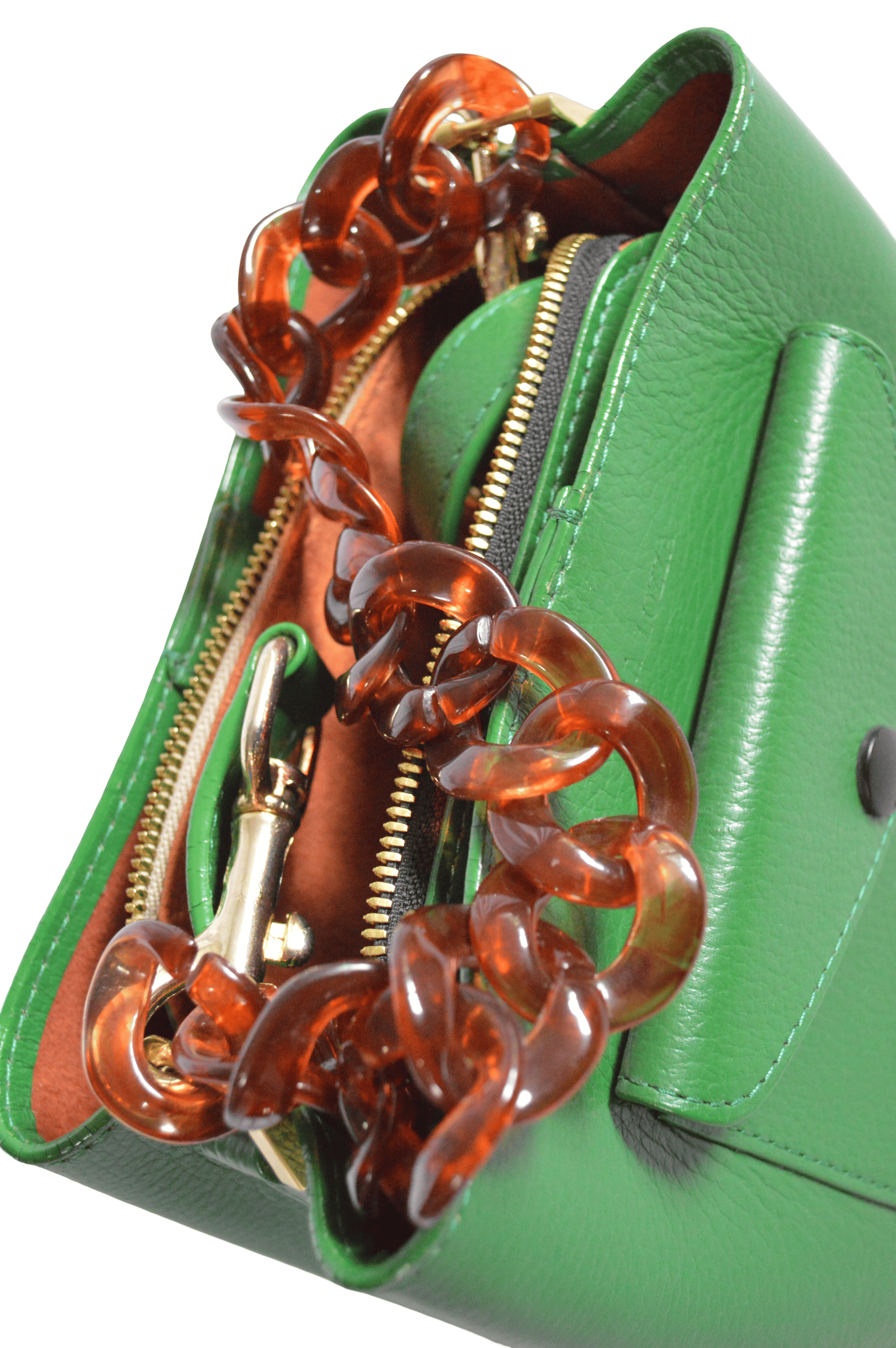 Bolso Verde De Mano Cuerda Trenzada Naranja