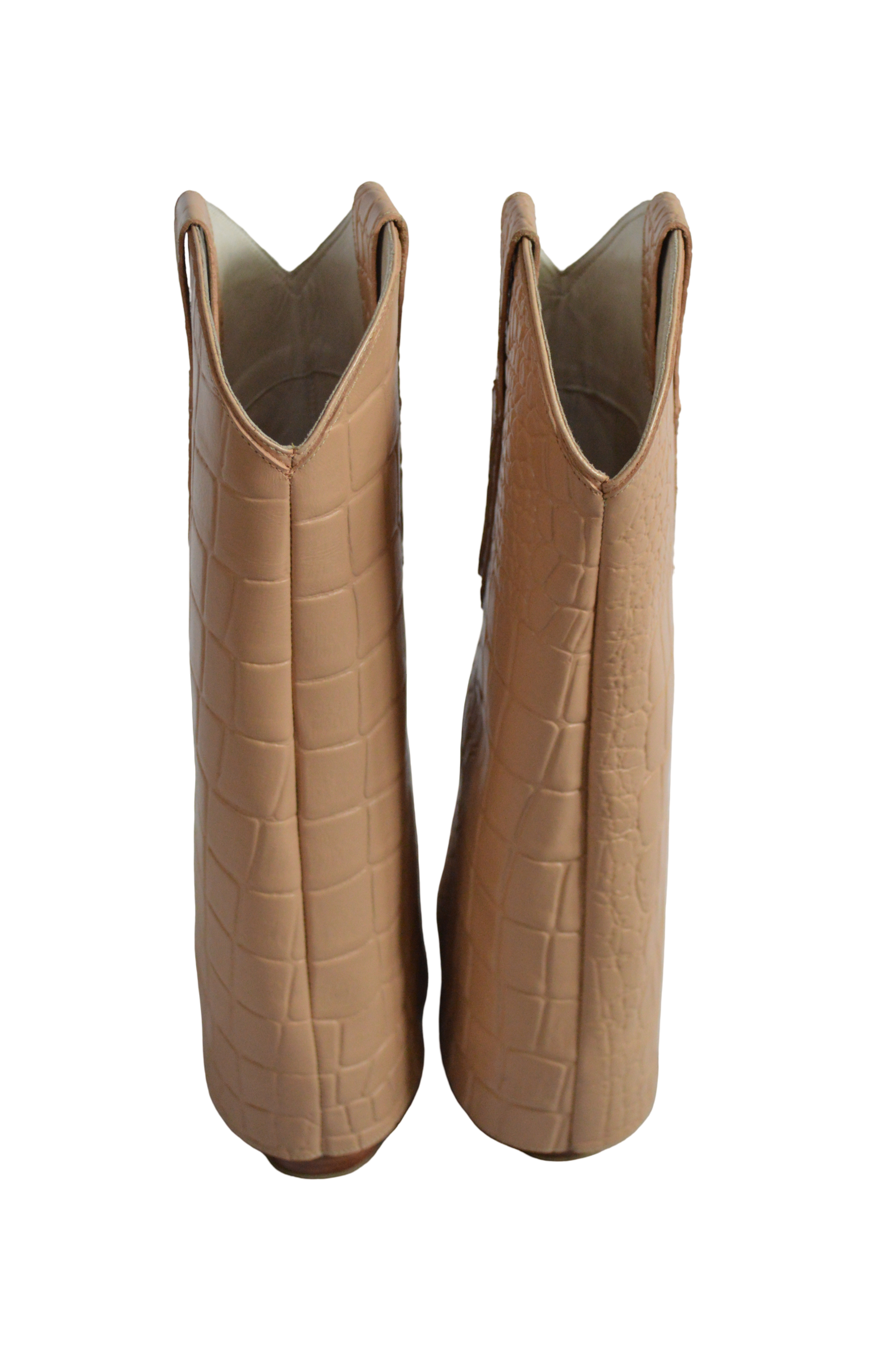 Botas Beige Con Capa Texturizada Caña Alta Talla 37