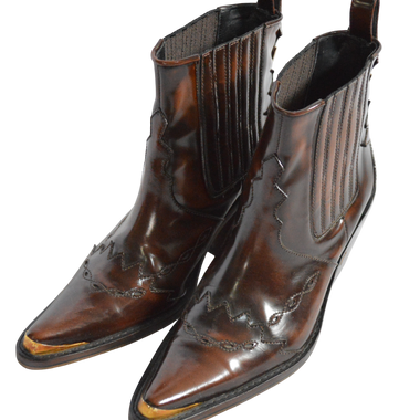 Botas Cafe Caña Corta Con Textura De Costura  Talla 37